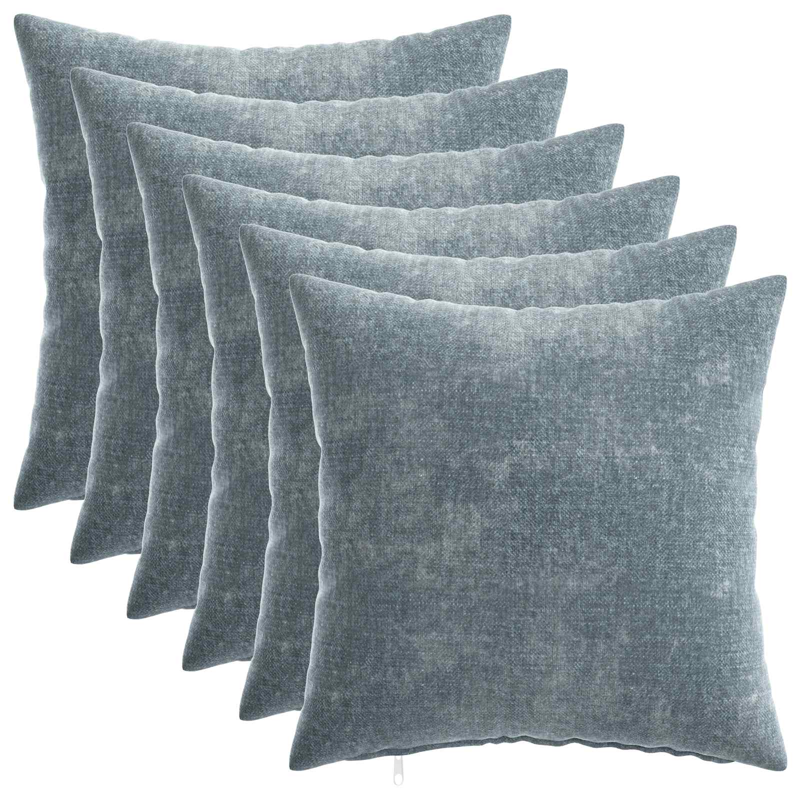Federa 6 pz HEERLEN Azzurro 30 x 30 cm Tessuto Chenille