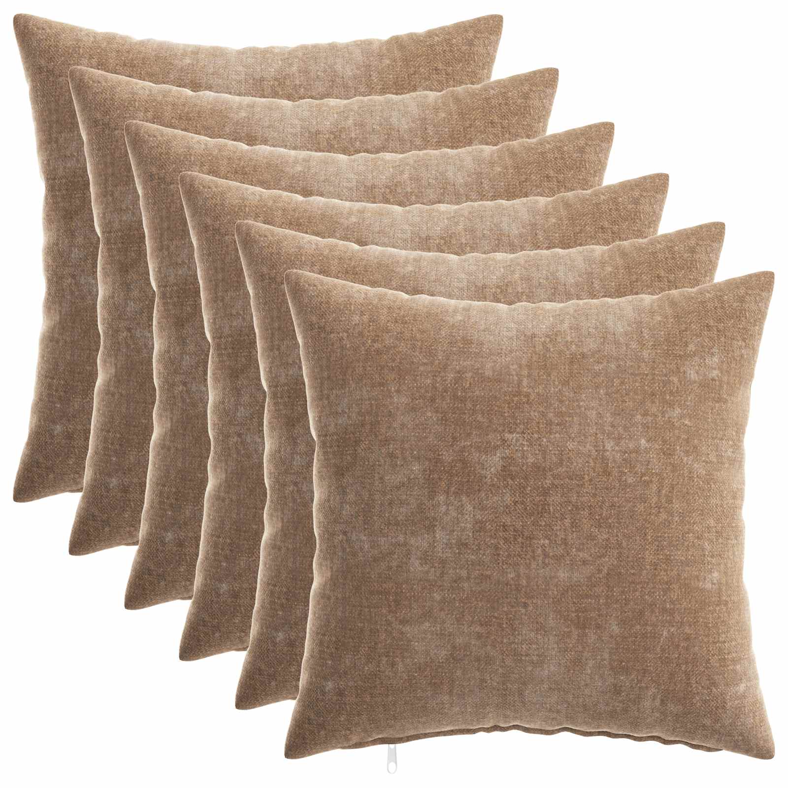 Federa 6 pz HEERLEN Marrone 30 x 30 cm Tessuto Chenille