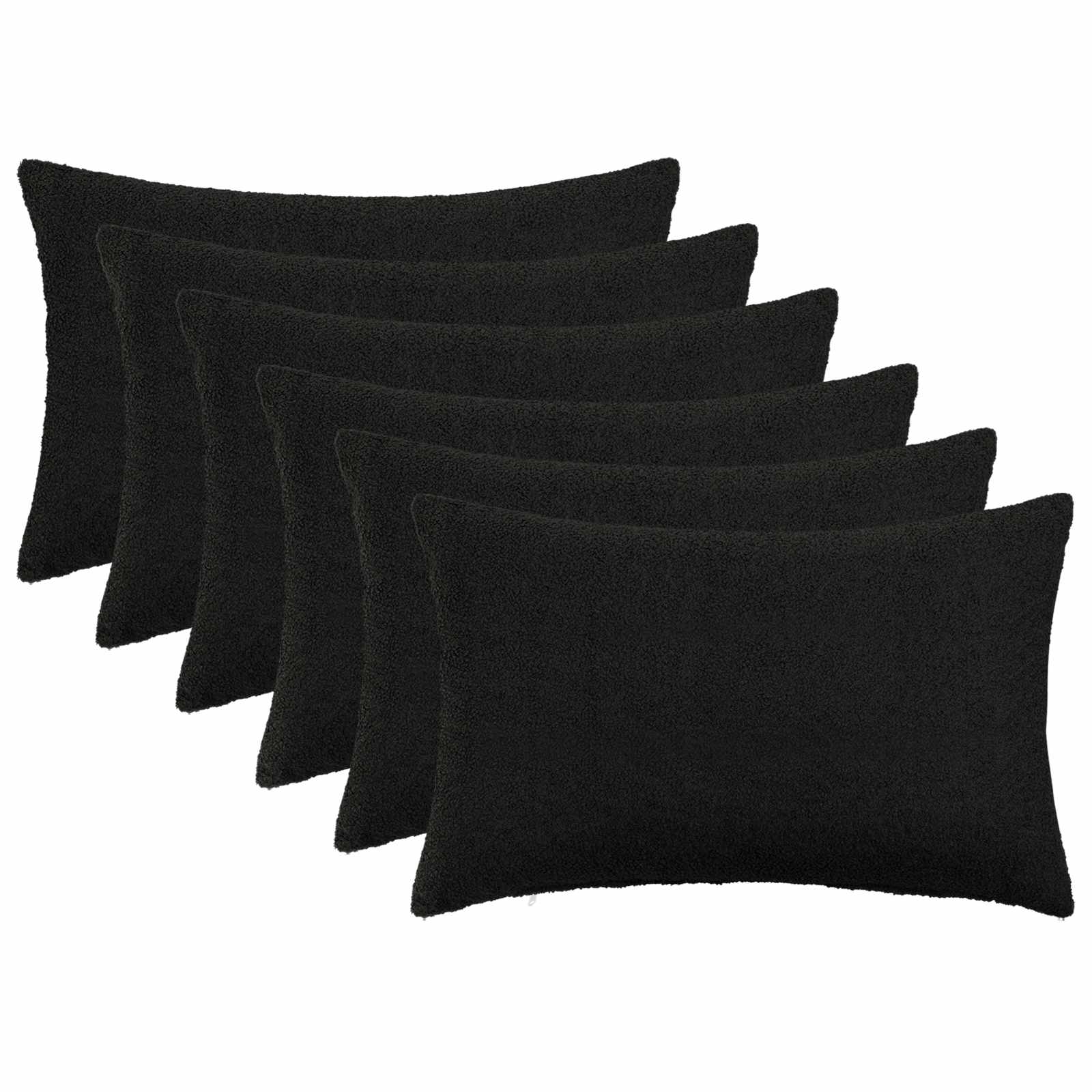 Federa 6 pcs HEERLEN Nero 30 x 50 cm Bouclé
