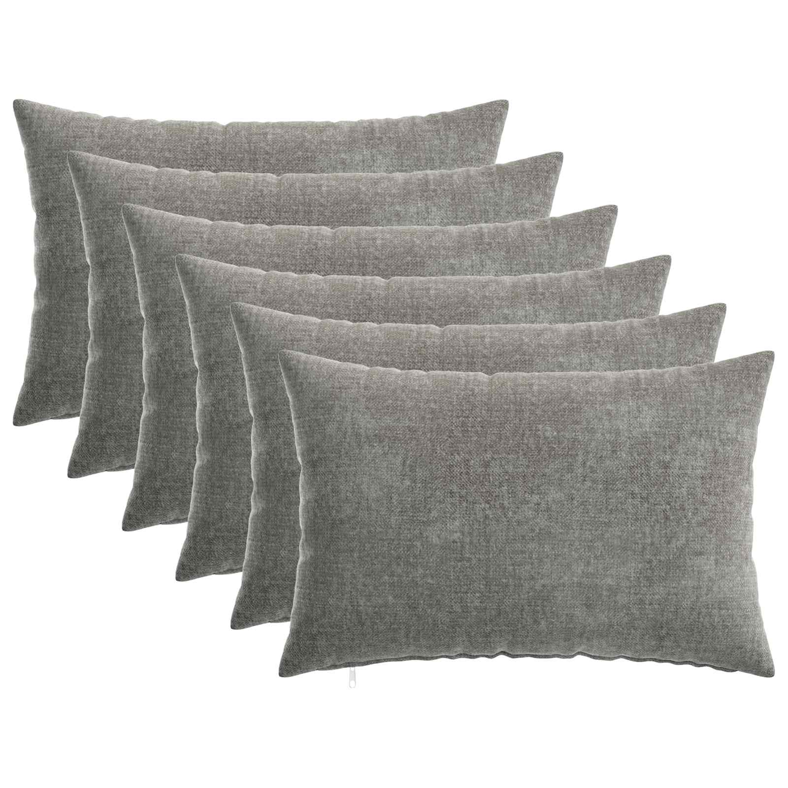 Federa 6 pz HEERLEN Grigio Scuro 30 x 50 cm Tessuto Chenille