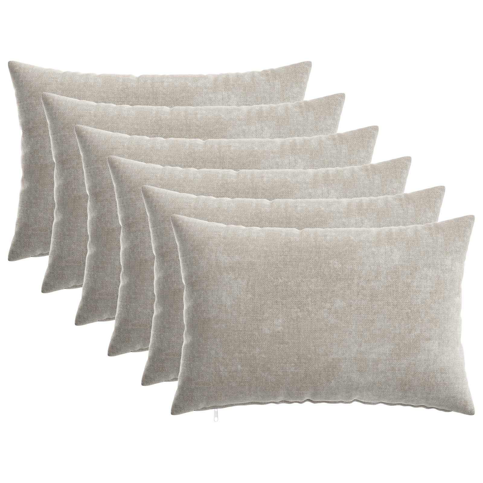 Federa 6 pz HEERLEN Grigio Chiaro 30 x 50 cm Tessuto Chenille