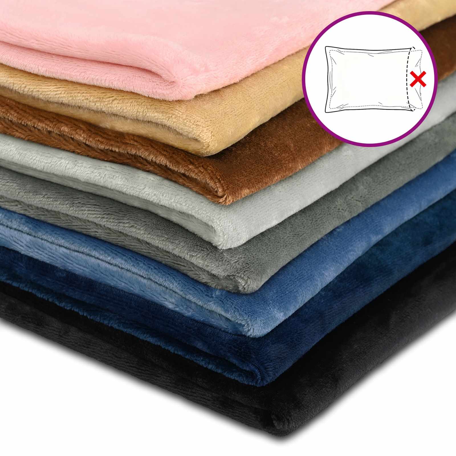 Federa 6 pcs HEERLEN Nero 30 x 50 cm Flanella