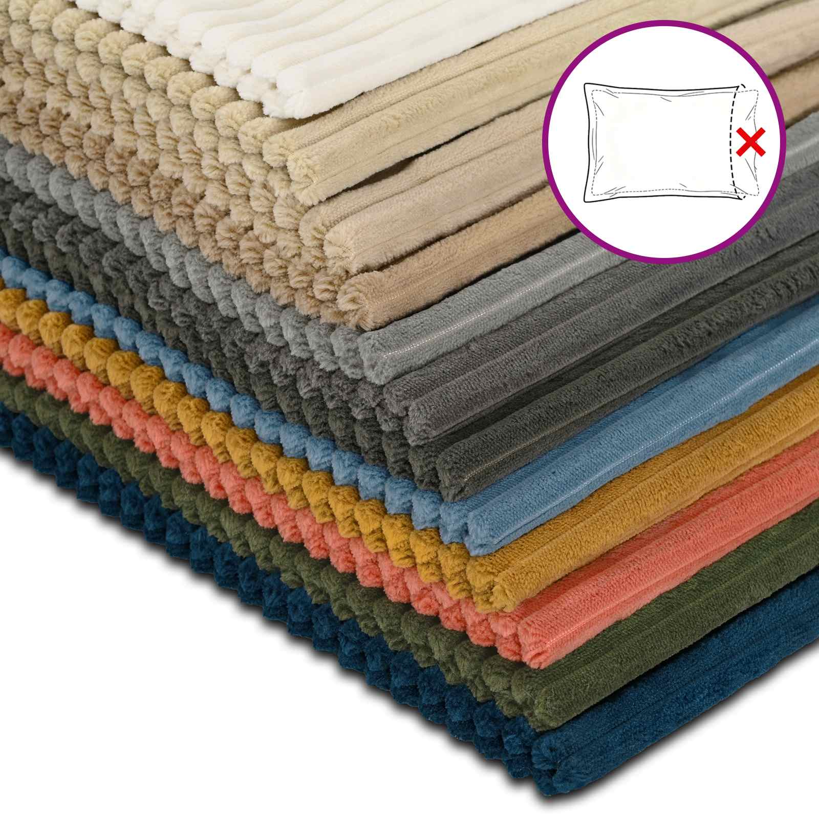 Federa 6 pcs HEERLEN Crema 35 x 35 cm corduroy