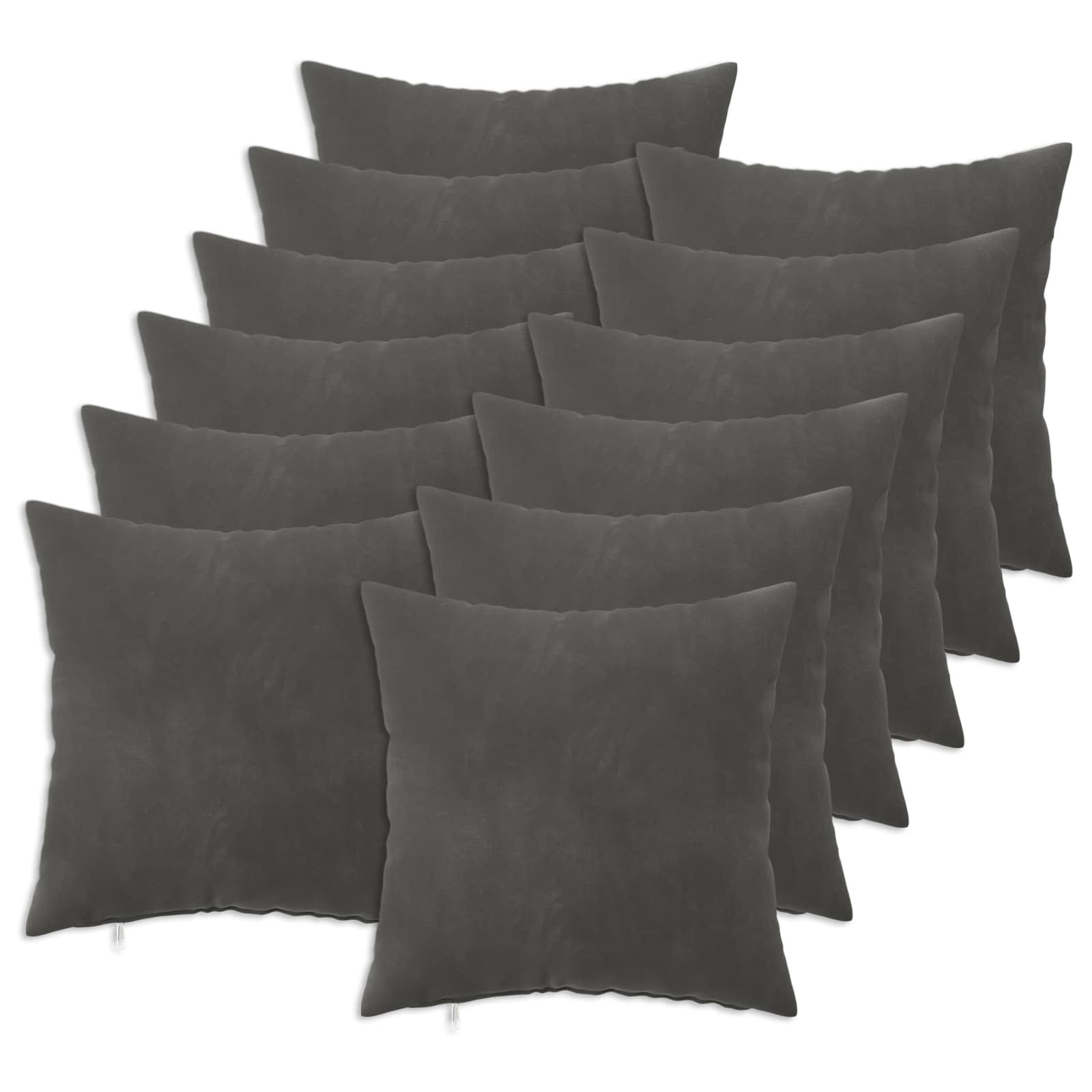 Federa 12 pcs HEERLEN Grigio Scuro 40 x 40 cm Velluto