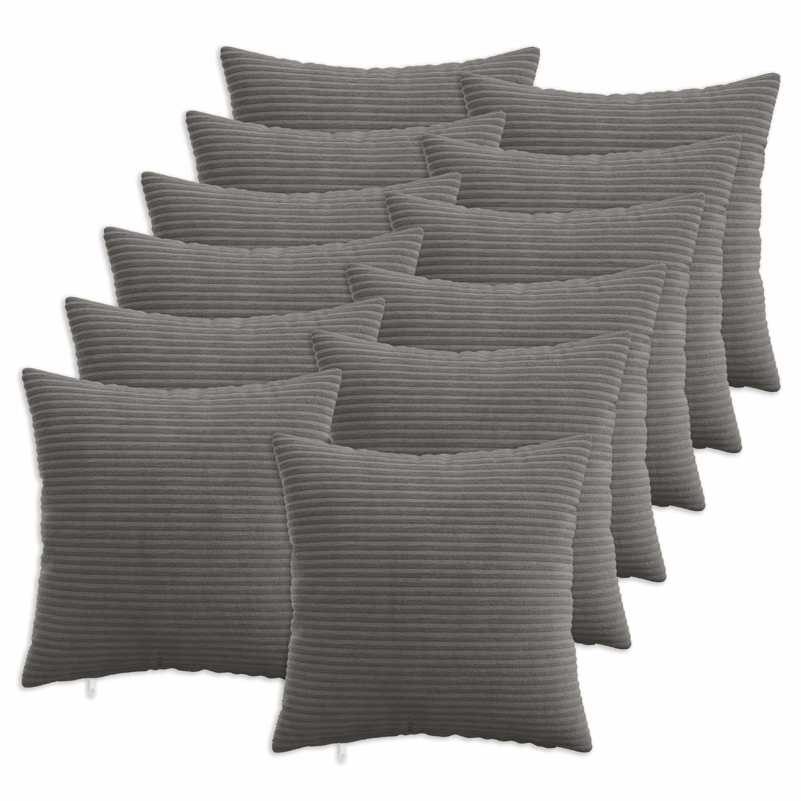 Federa 12 pcs HEERLEN Grigio Scuro 40 x 40 cm corduroy
