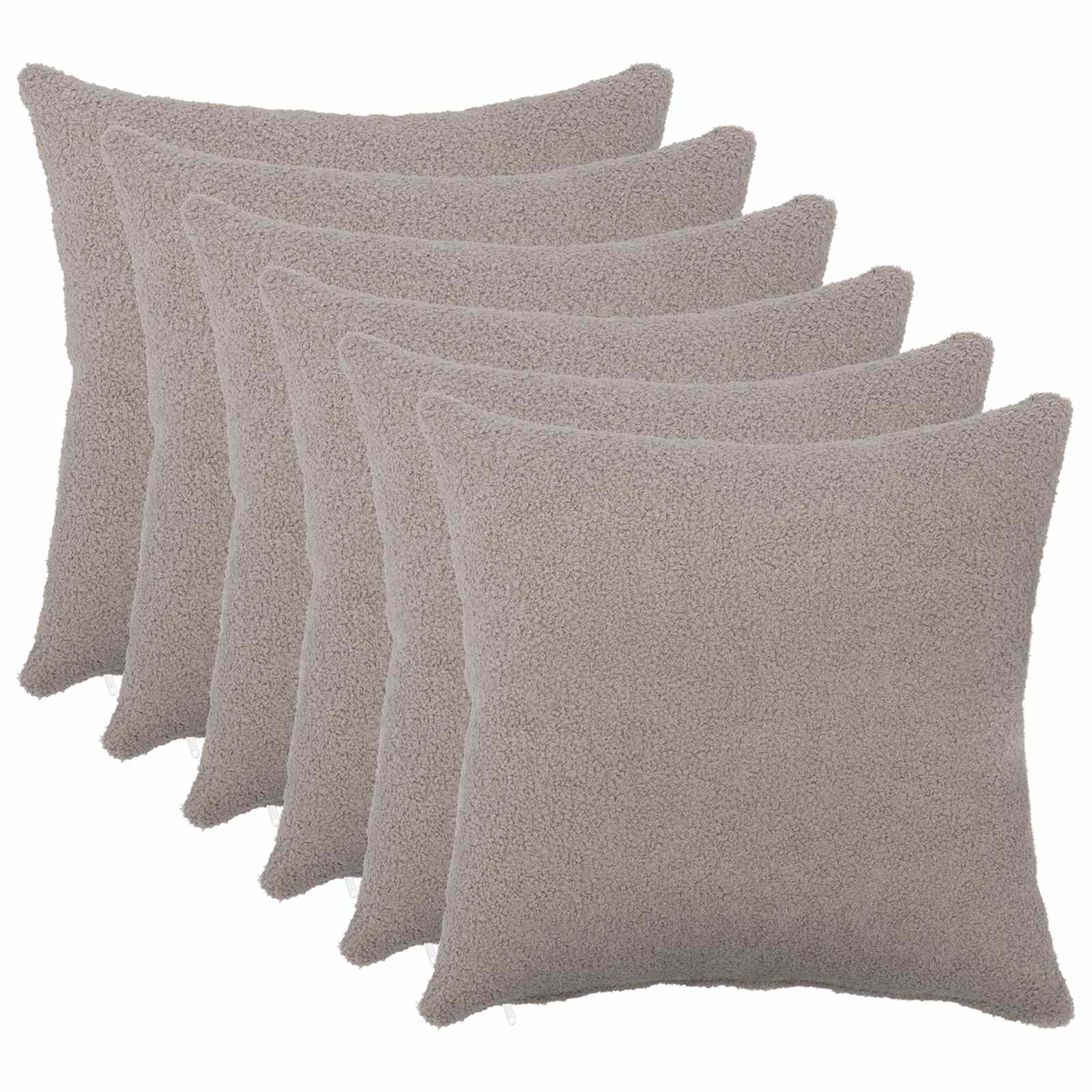 Federa 6 pcs HEERLEN Grigio Chiaro 40 x 40 cm Bouclé