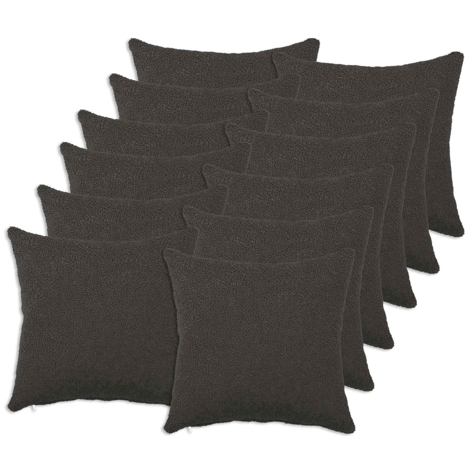 Federa 12 pcs HEERLEN Grigio Scuro 40 x 40 cm Bouclé