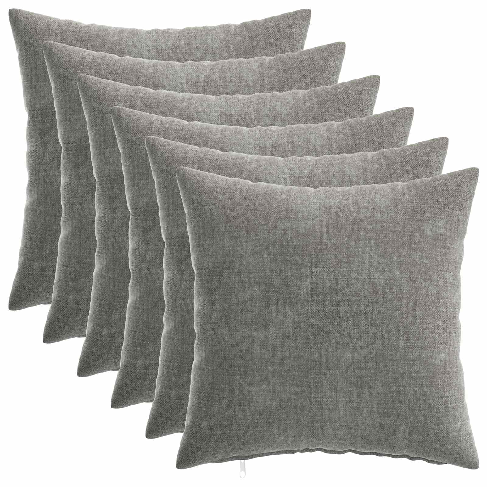 Federa 6 pz HEERLEN Grigio Scuro 40 x 40 cm Tessuto Chenille