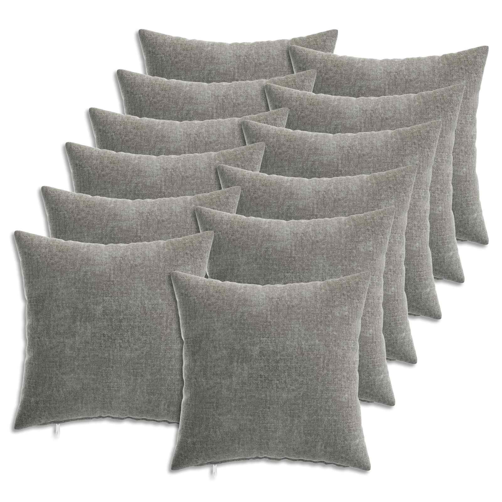 Federa 12 pz HEERLEN Grigio Scuro 40 x 40 cm Tessuto Chenille