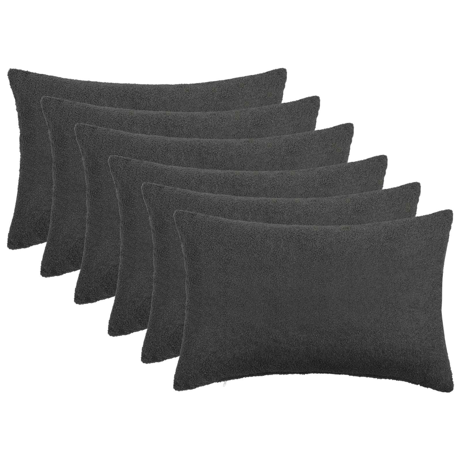 Federa 6 pcs HEERLEN Grigio Scuro 40 x 60 cm Bouclé