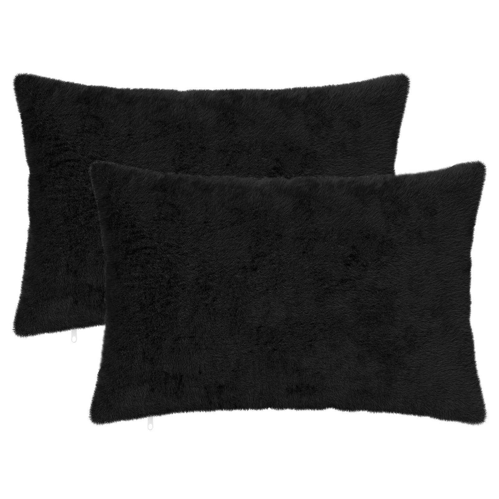 Federa 2 pz HEERLEN Nero 40 x 60 cm Pelliccia di Coniglio Finta