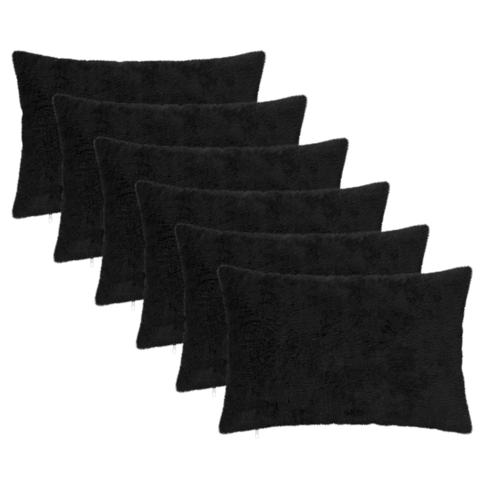 Federa 6 pz HEERLEN Nero 40 x 60 cm Pelliccia di Coniglio Finta