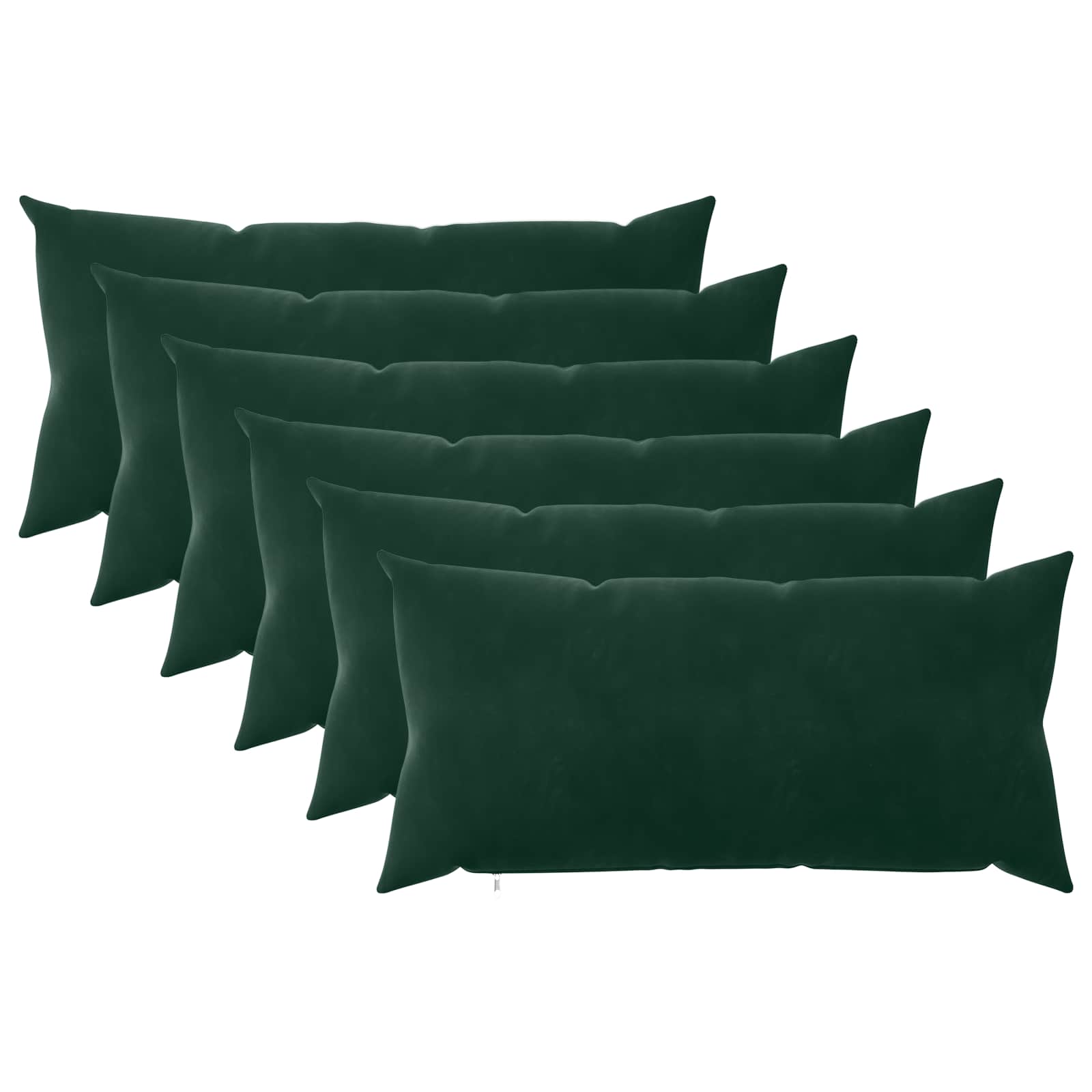 Federa 6 pcs HEERLEN Verde Scuro 40 x 70 cm Velluto