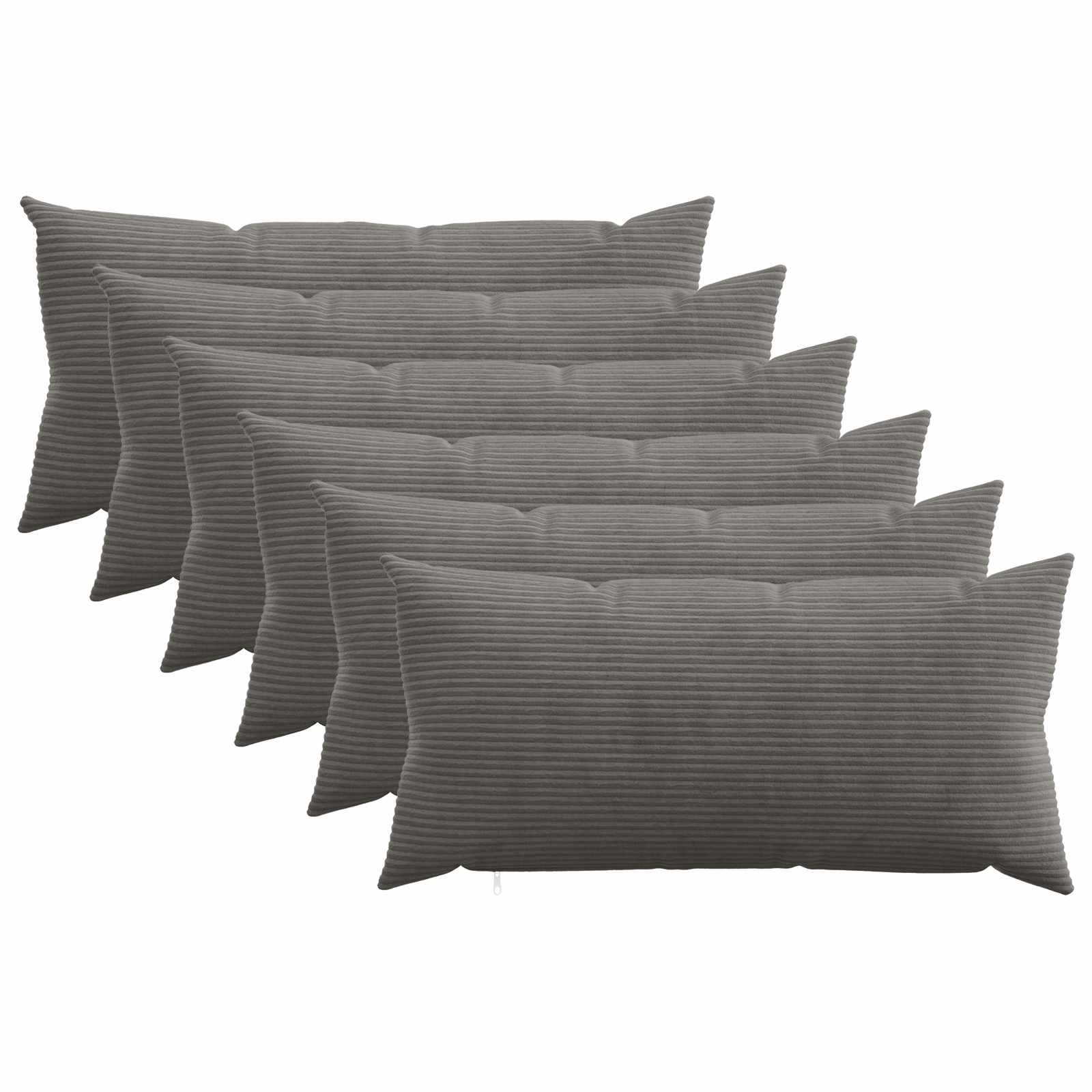 Federa 6 pcs HEERLEN Grigio Scuro 40 x 70 cm corduroy