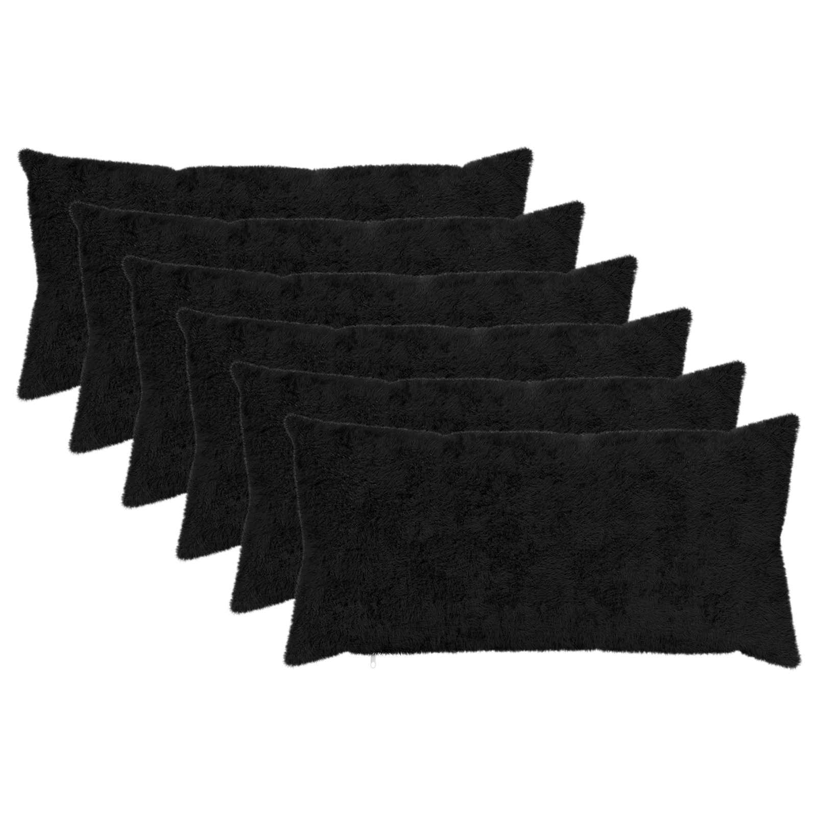 Federa 6 pz HEERLEN Nero 40 x 70 cm Pelliccia di Coniglio Finta
