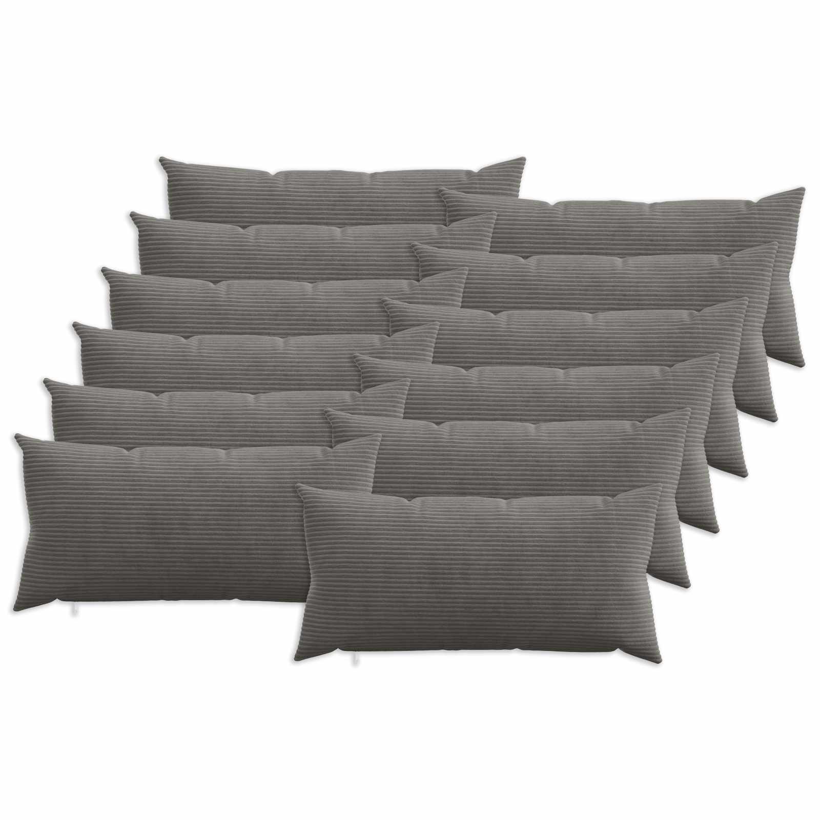 Federa 12 pcs HEERLEN Grigio Scuro 40 x 80 cm corduroy
