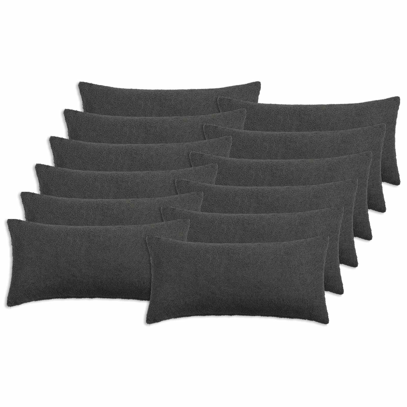 Federa 12 pcs HEERLEN Grigio Scuro 40 x 80 cm Bouclé
