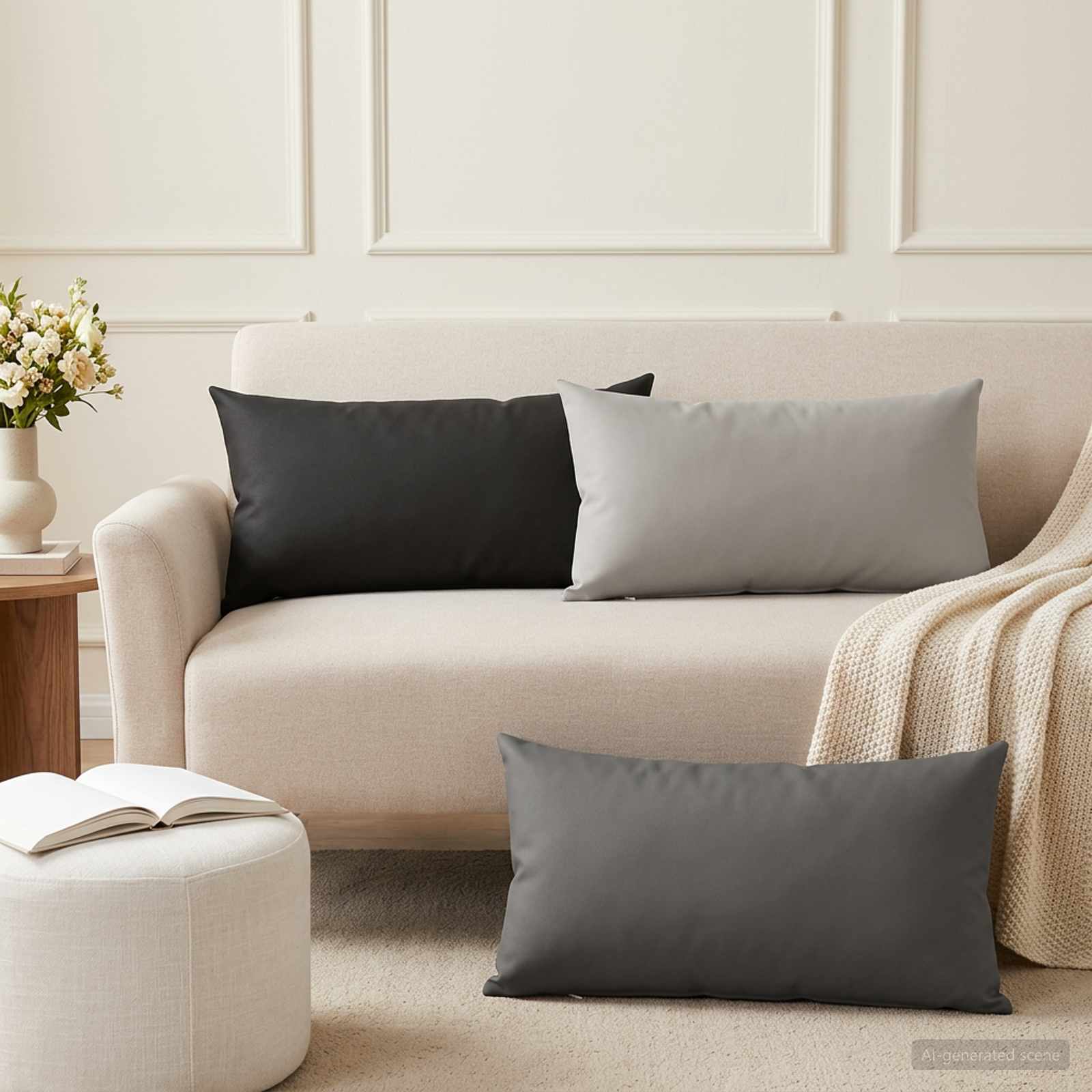 Federa 6 pcs HEERLEN Grigio 40 x 80 cm Poliestere
