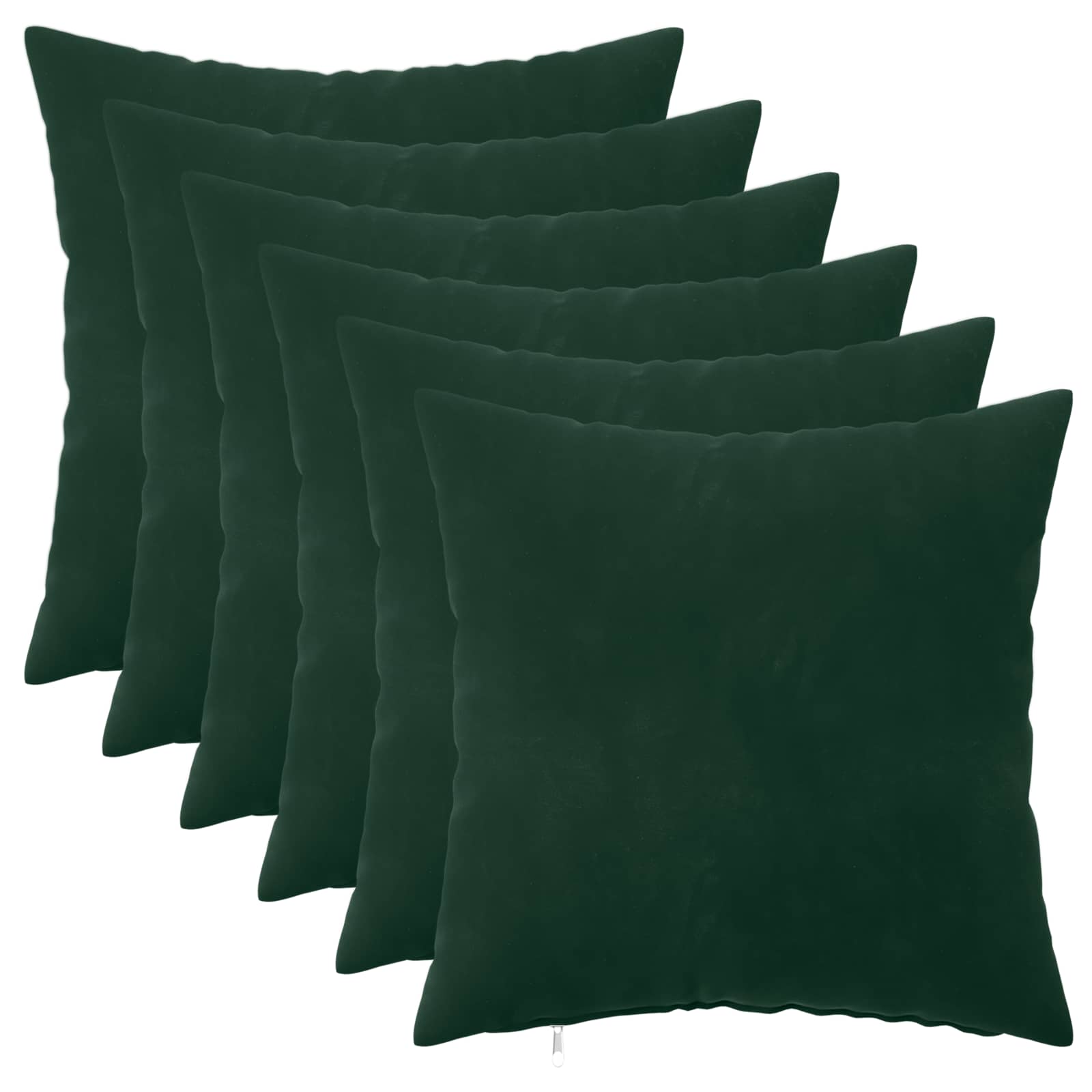 Federa 6 pcs HEERLEN Verde Scuro 45 x 45 cm Velluto