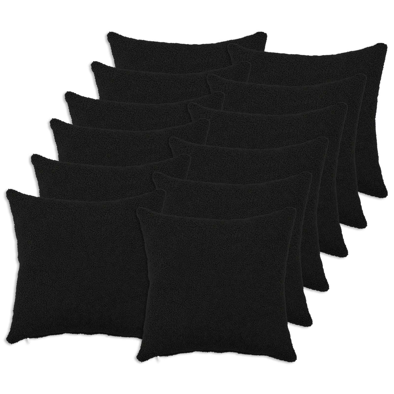 Federa 12 pcs HEERLEN Nero 45 x 45 cm Bouclé