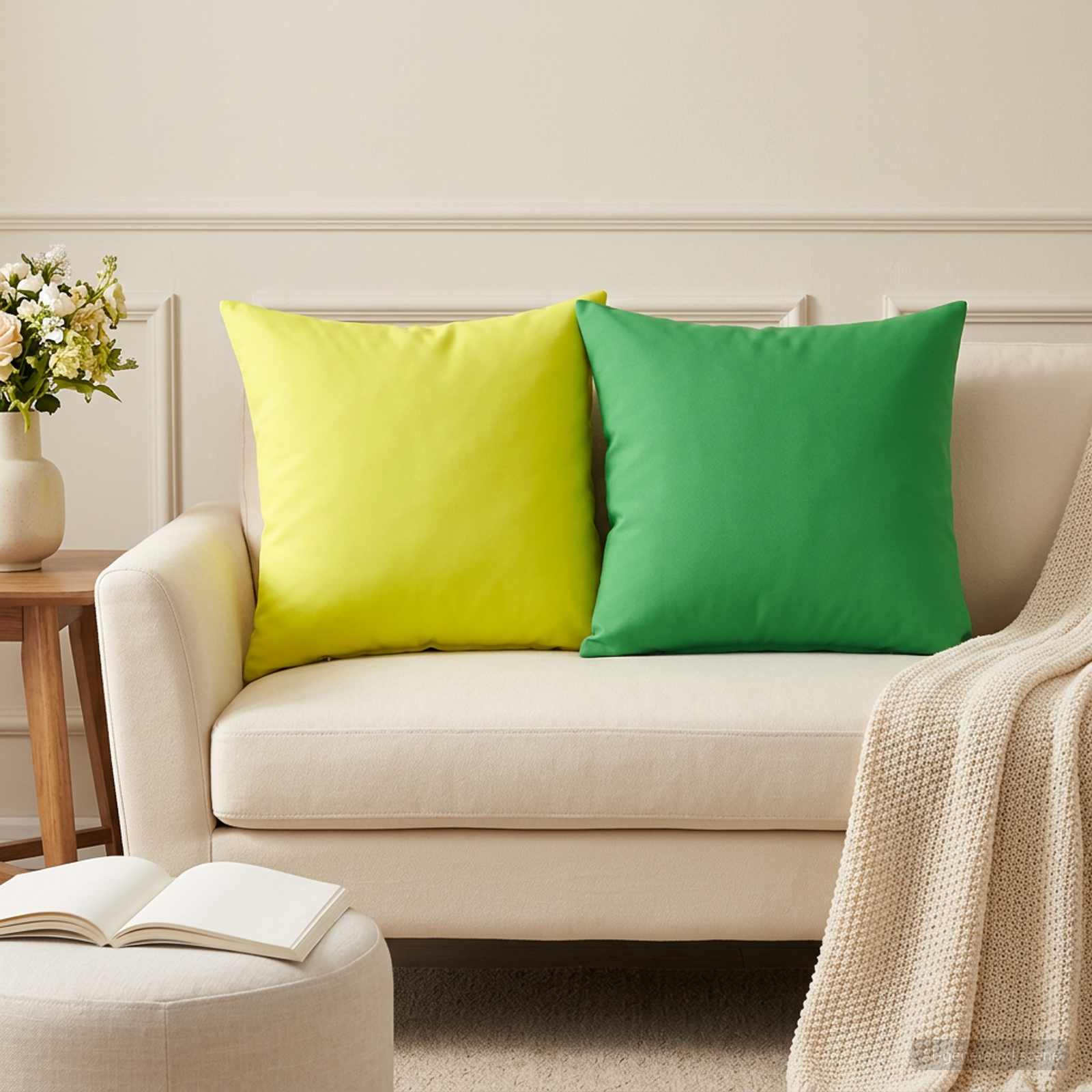 Federa 12 pcs HEERLEN Verde brillante. 45 x 45 cm Poliestere