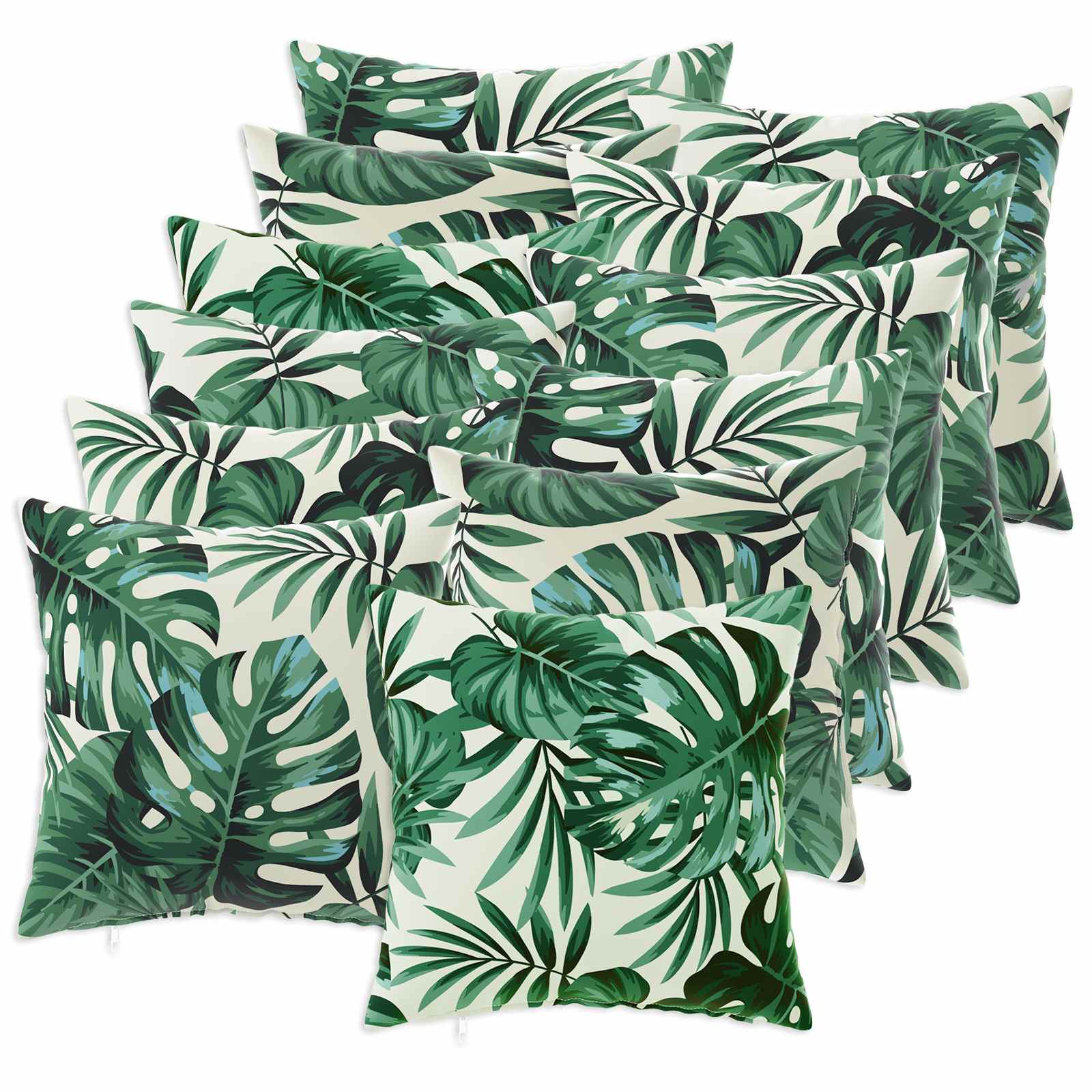 Federa 12 pcs HEERLEN Motivo a Foglie 45 x 45 cm Poliestere