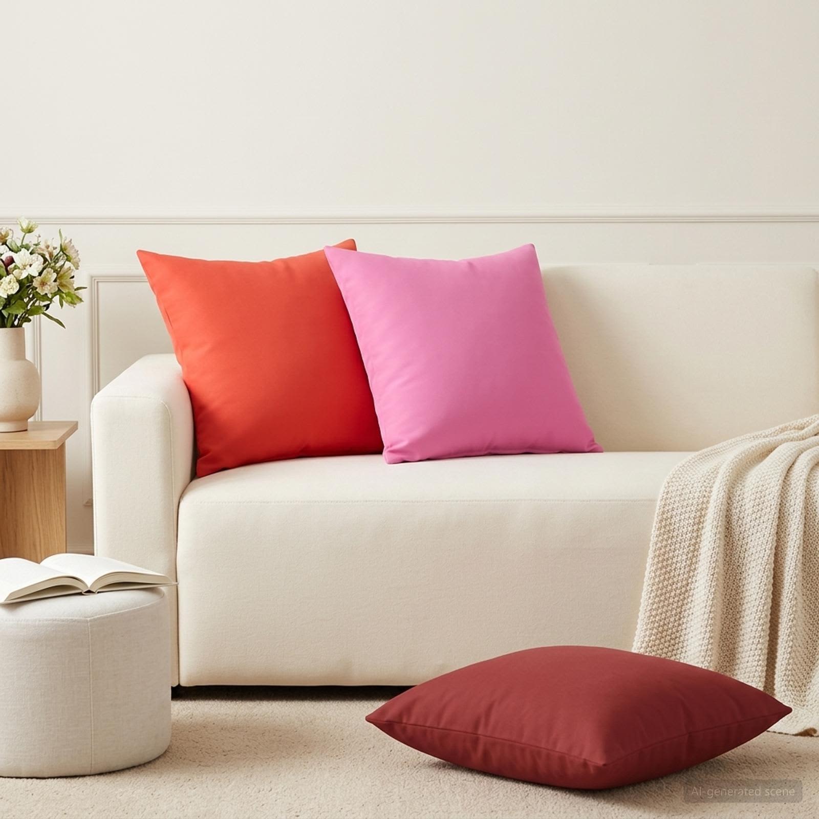 Federa 6 pcs HEERLEN Rosso Vino 45 x 45 cm Poliestere