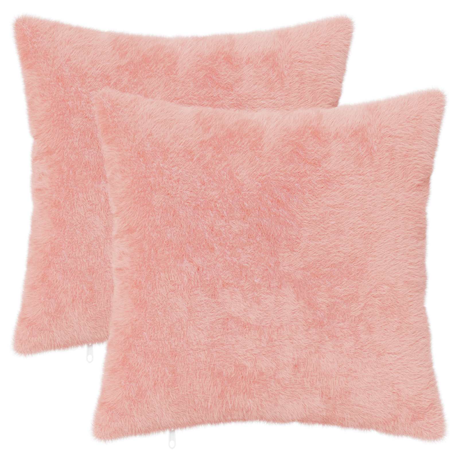 Federa 2 pz HEERLEN Rosa 45 x 45 cm Pelliccia di Coniglio Finta