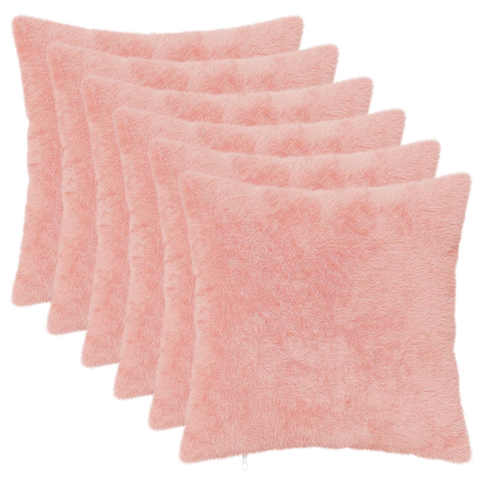 Federa 6 pz HEERLEN Rosa 45 x 45 cm Pelliccia di Coniglio Finta