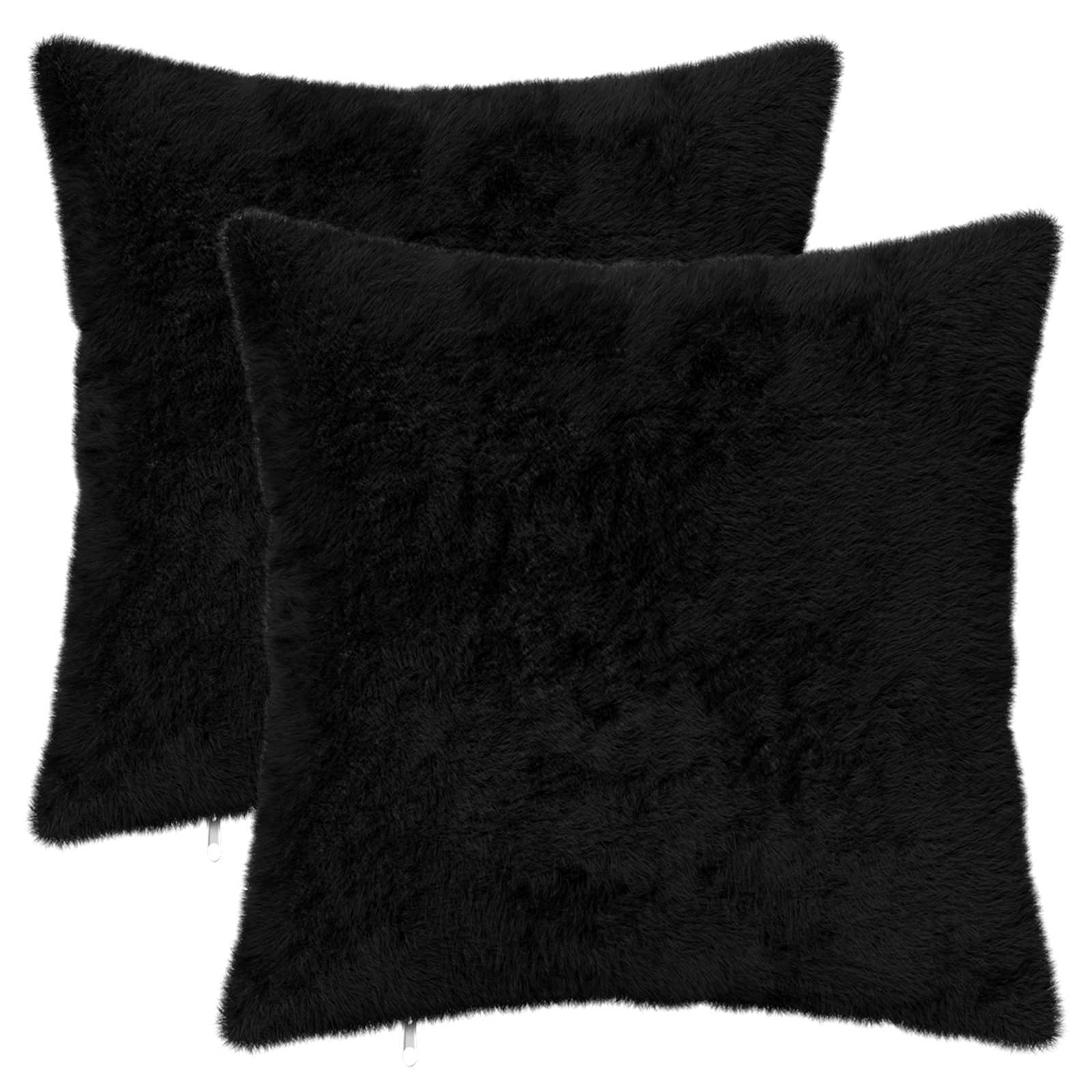 Federa 2 pz HEERLEN Nero 45 x 45 cm Pelliccia di Coniglio Finta