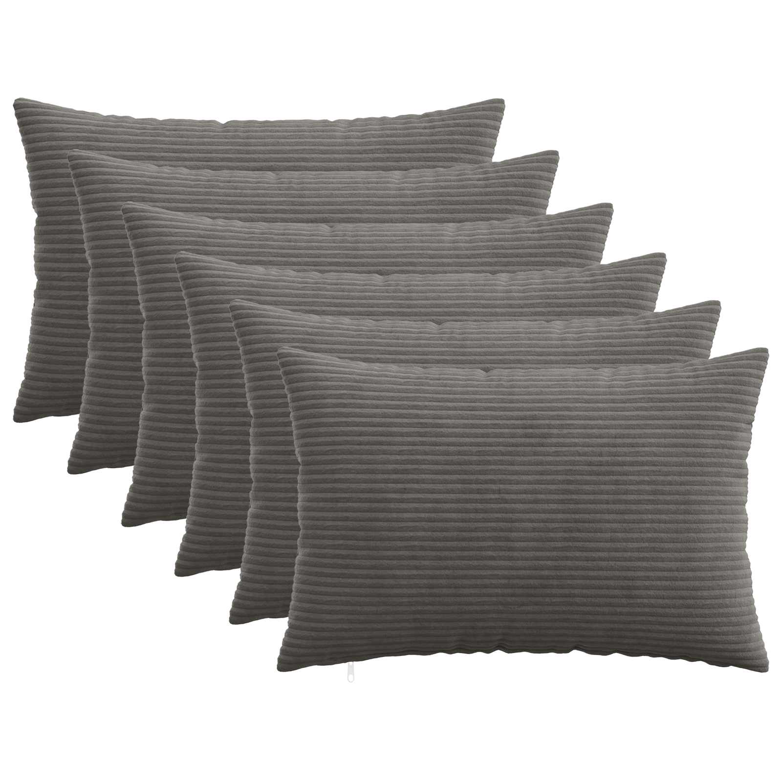 Federa 6 pcs HEERLEN Grigio Scuro 50 x 70 cm corduroy