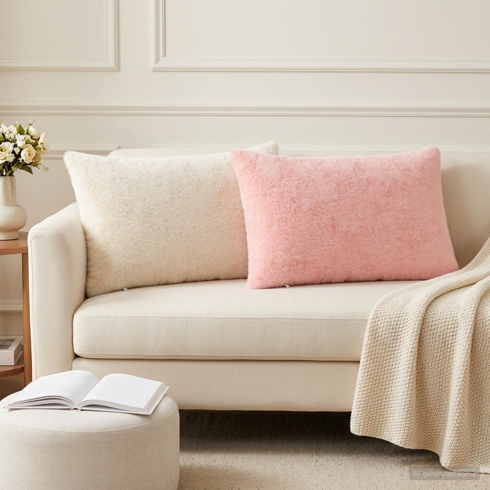 Federa 2 pz HEERLEN Rosa 50 x 75 cm Pelliccia di Coniglio Finta