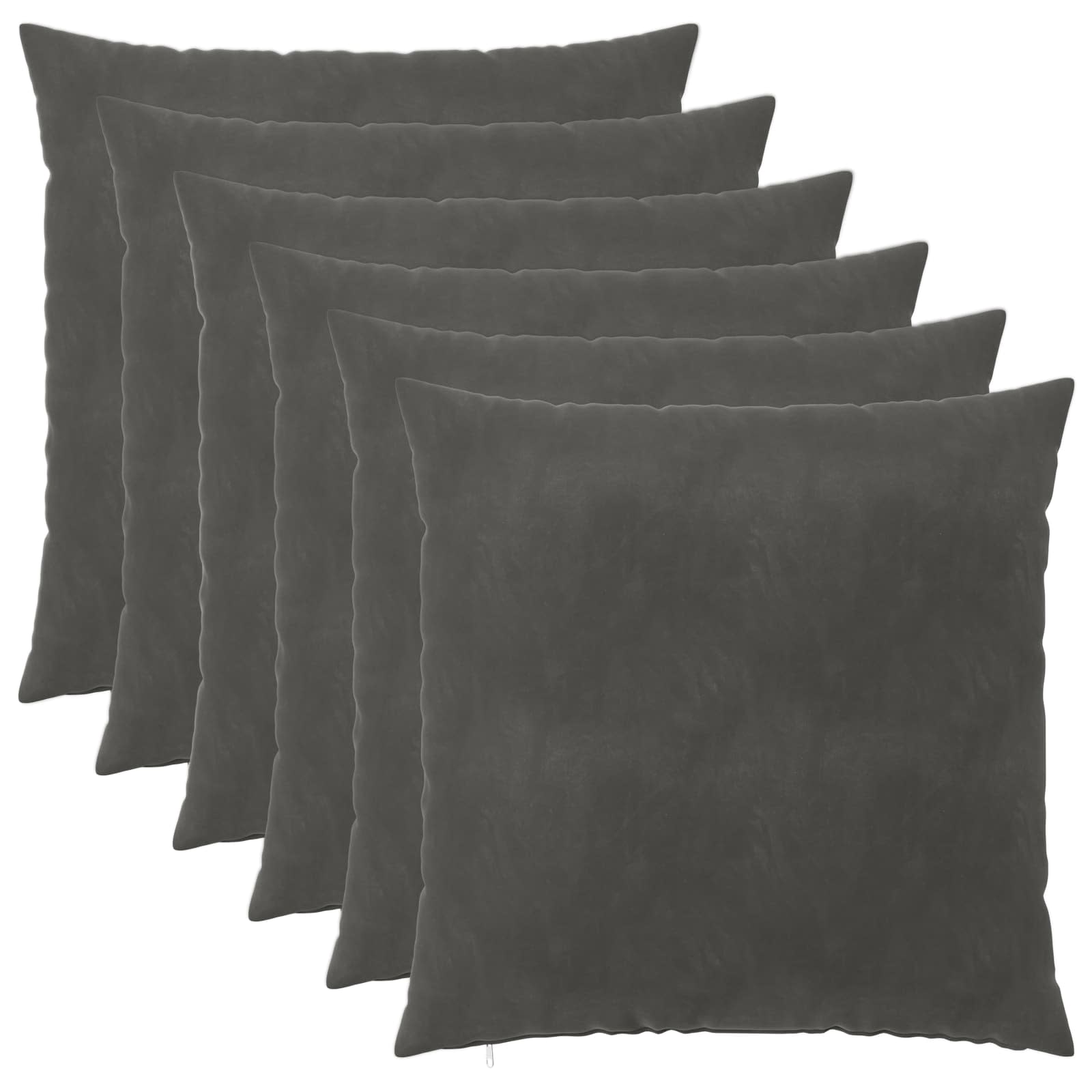 Federa 6 pcs HEERLEN Grigio Scuro 55 x 55 cm Velluto