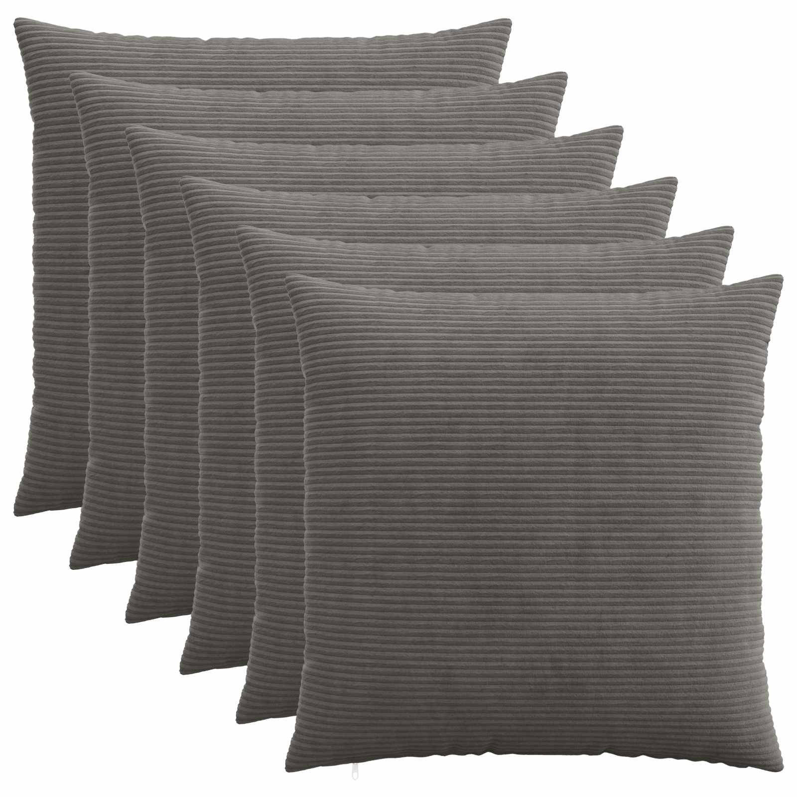 Federa 6 pcs HEERLEN Grigio Scuro 55 x 55 cm corduroy