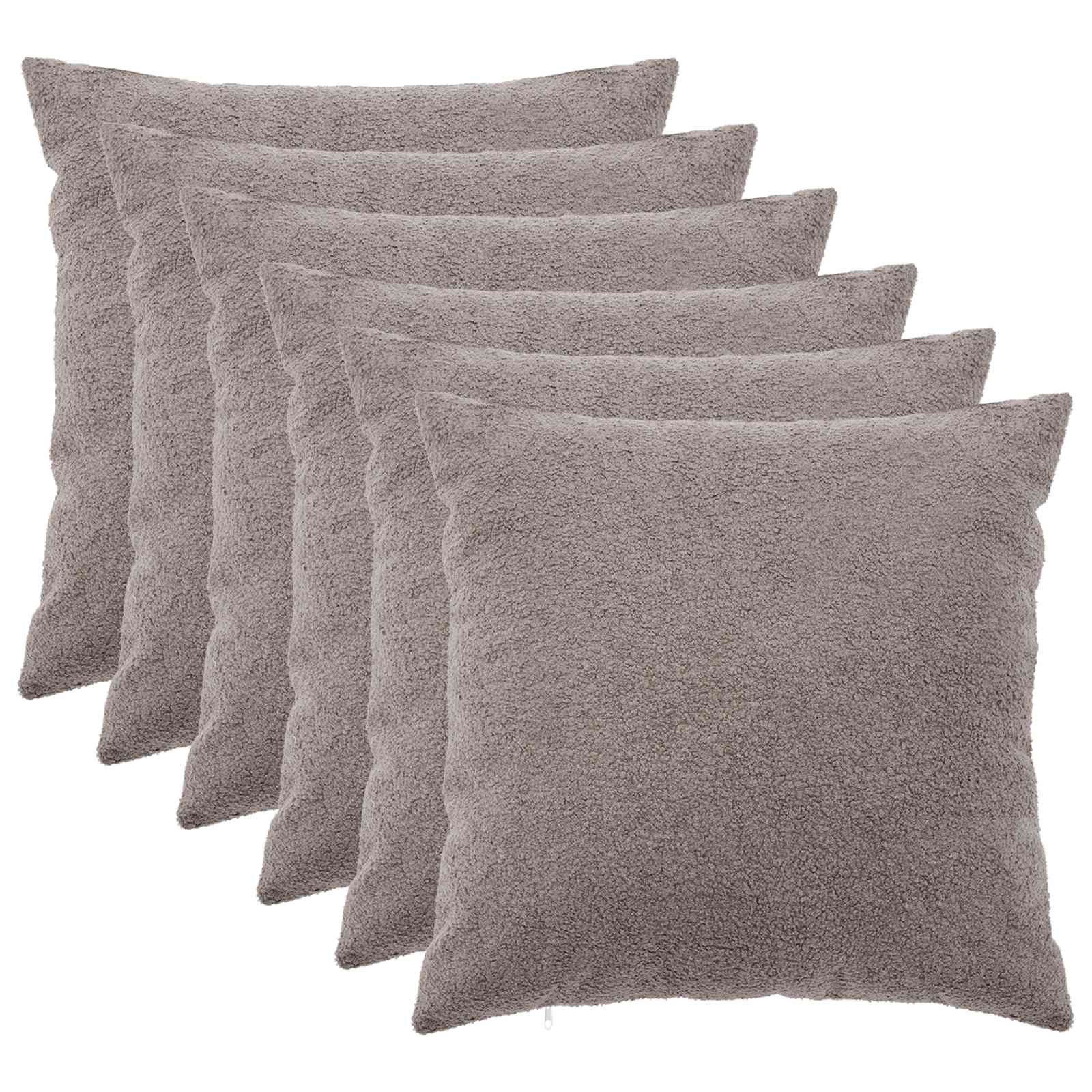 Federa 6 pcs HEERLEN Grigio Chiaro 55 x 55 cm Bouclé