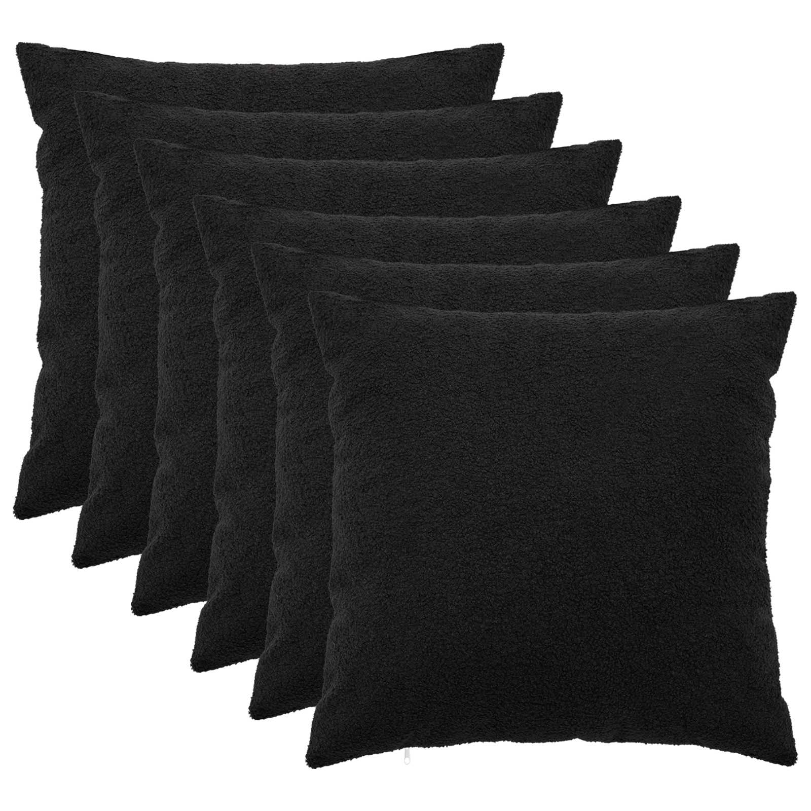 Federa 6 pcs HEERLEN Nero 55 x 55 cm Bouclé