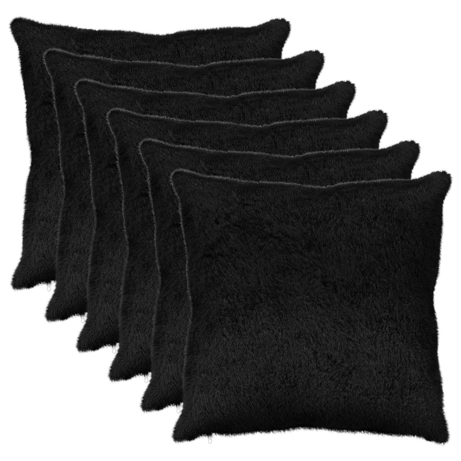 Federa 6 pz HEERLEN Nero 55 x 55 cm Pelliccia di Coniglio Finta