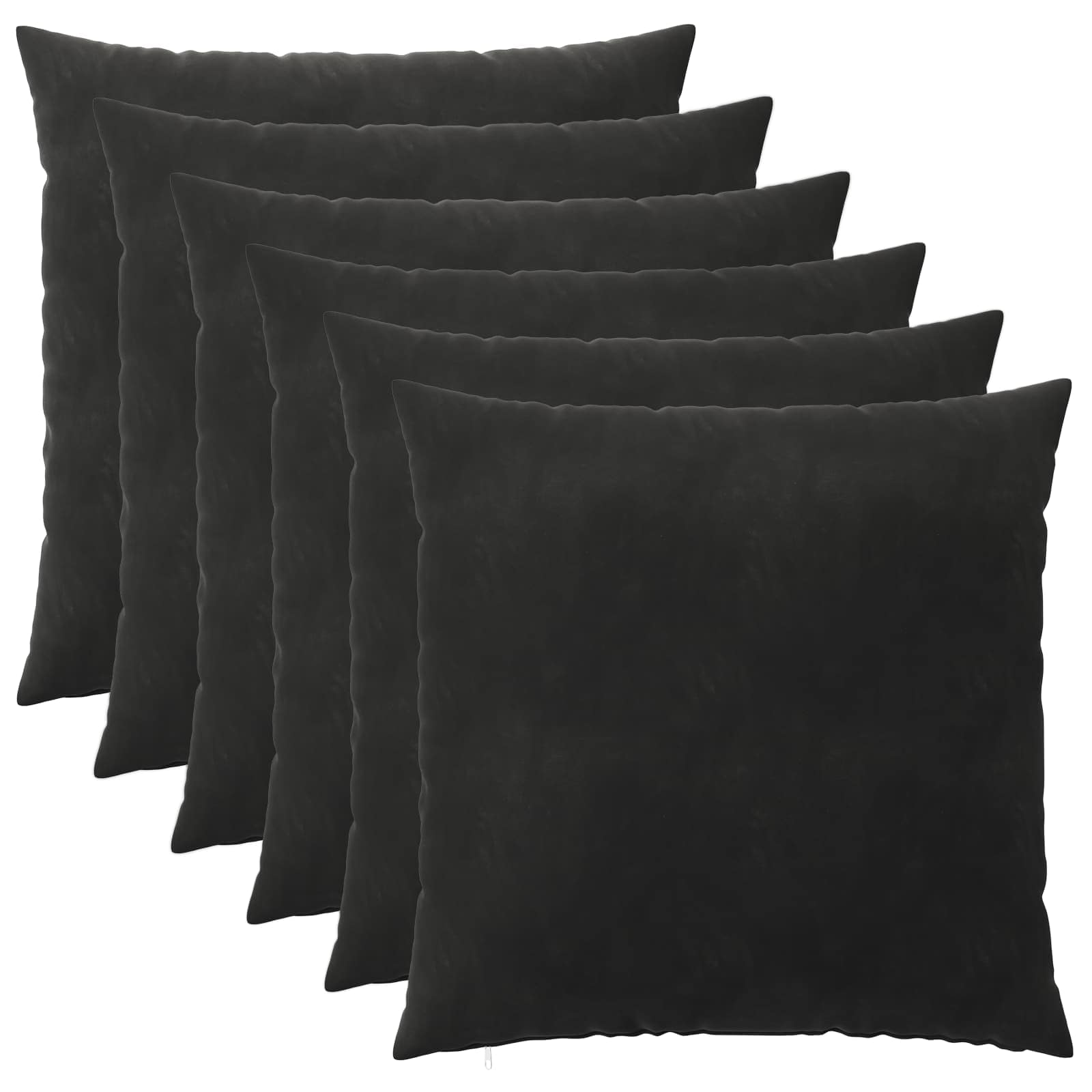 Federa 6 pcs HEERLEN Nero 60 x 60 cm Velluto