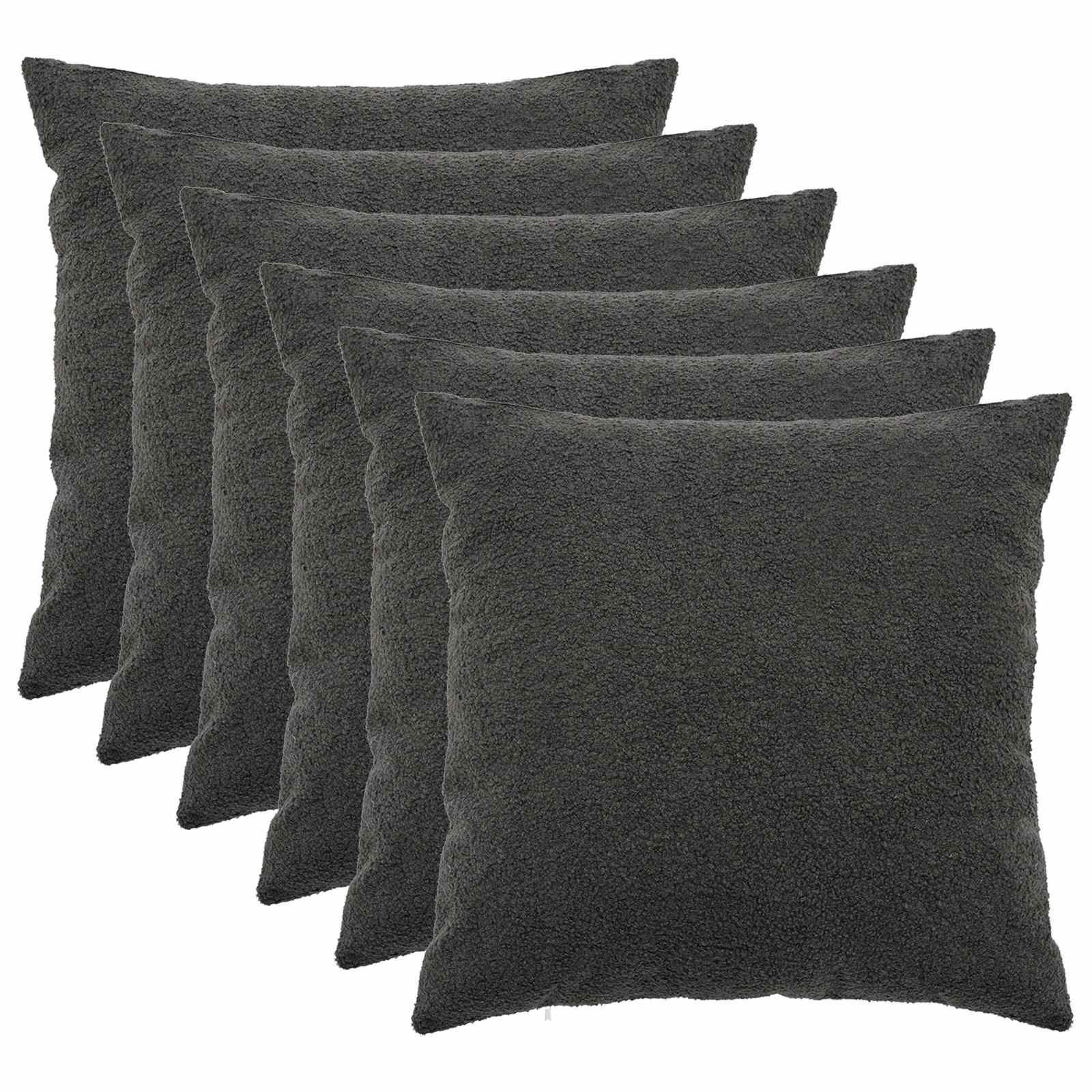 Federa 6 pcs HEERLEN Grigio Scuro 60 x 60 cm Bouclé