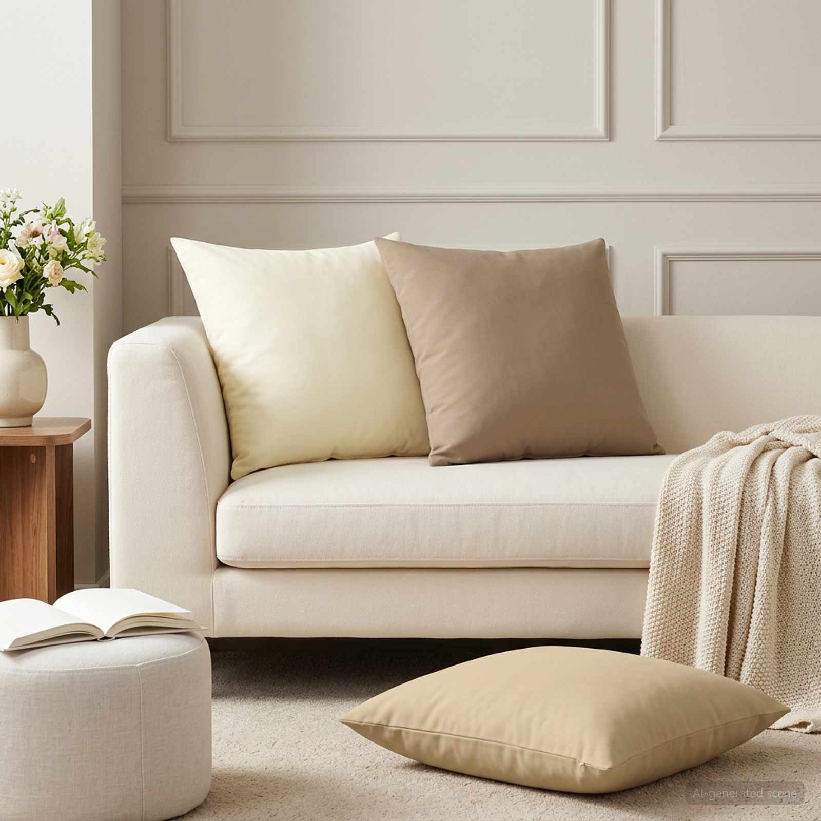 Federa 2 pcs HEERLEN Beige 60 x 60 cm Poliestere