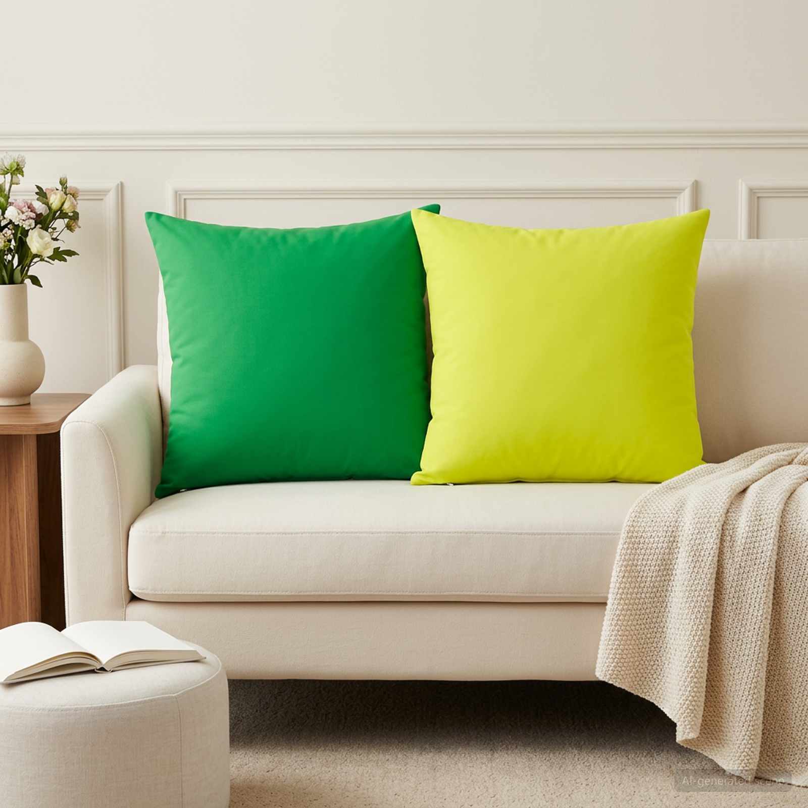 Federa 6 pcs HEERLEN Verde brillante. 60 x 60 cm Poliestere