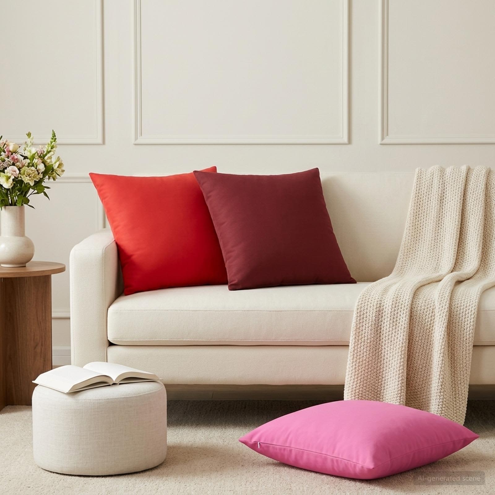 Federa 6 pcs HEERLEN Rosso 60 x 60 cm Poliestere