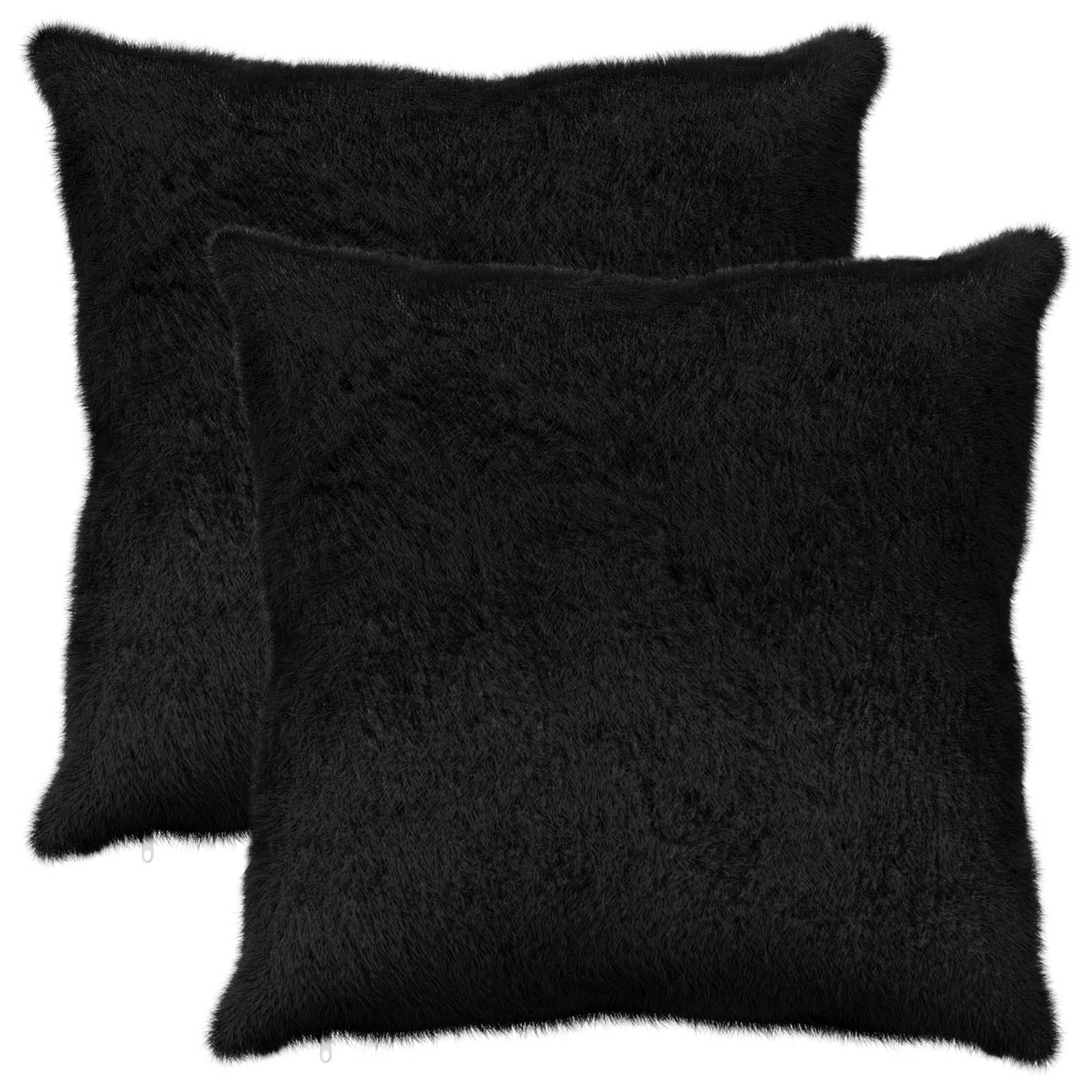 Federa 2 pz HEERLEN Nero 60 x 60 cm Pelliccia di Coniglio Finta