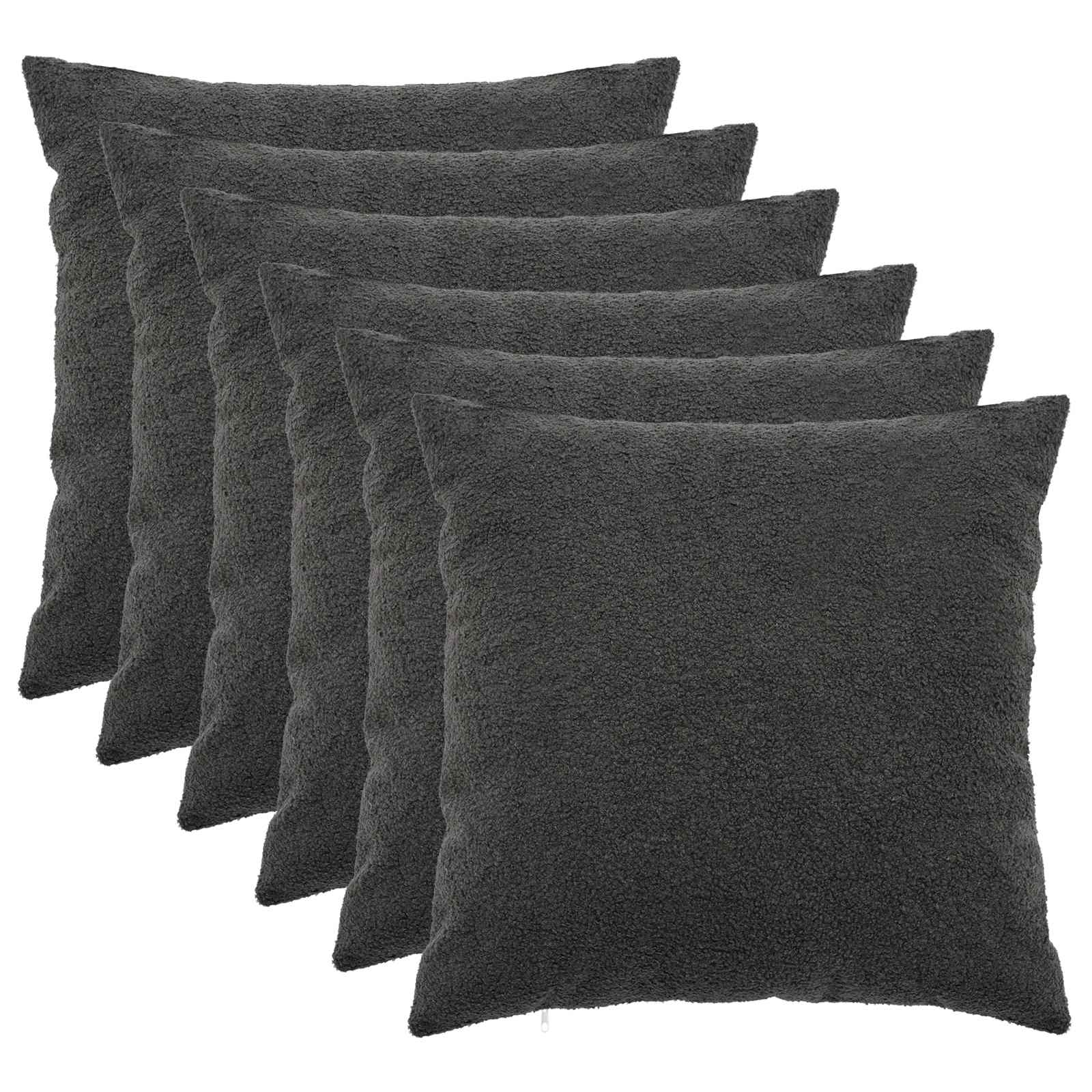 Federa 6 pcs HEERLEN Grigio Scuro 65 x 65 cm Bouclé