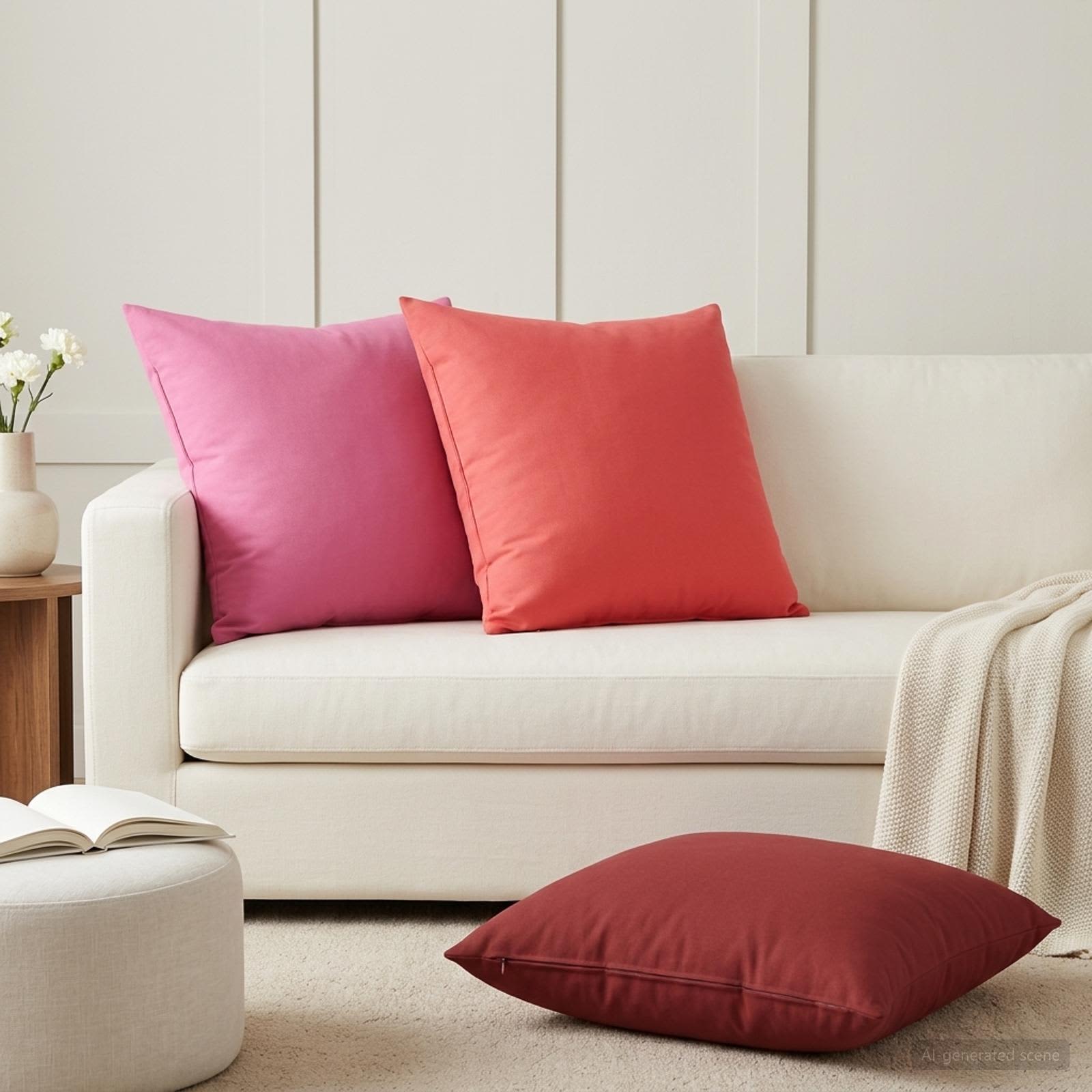 Federa 2 pcs HEERLEN Rosso 65 x 65 cm Poliestere