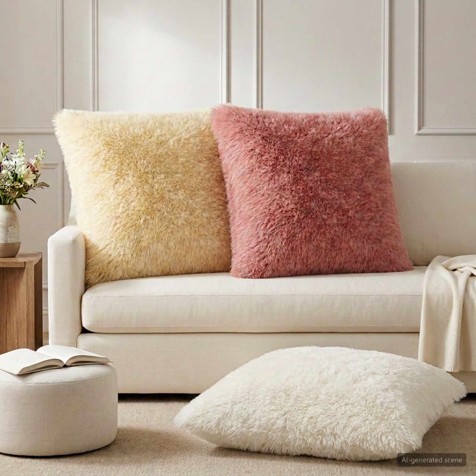 Federa 6 pcs HEERLEN Crema 65 x 65 cm Fleece PV