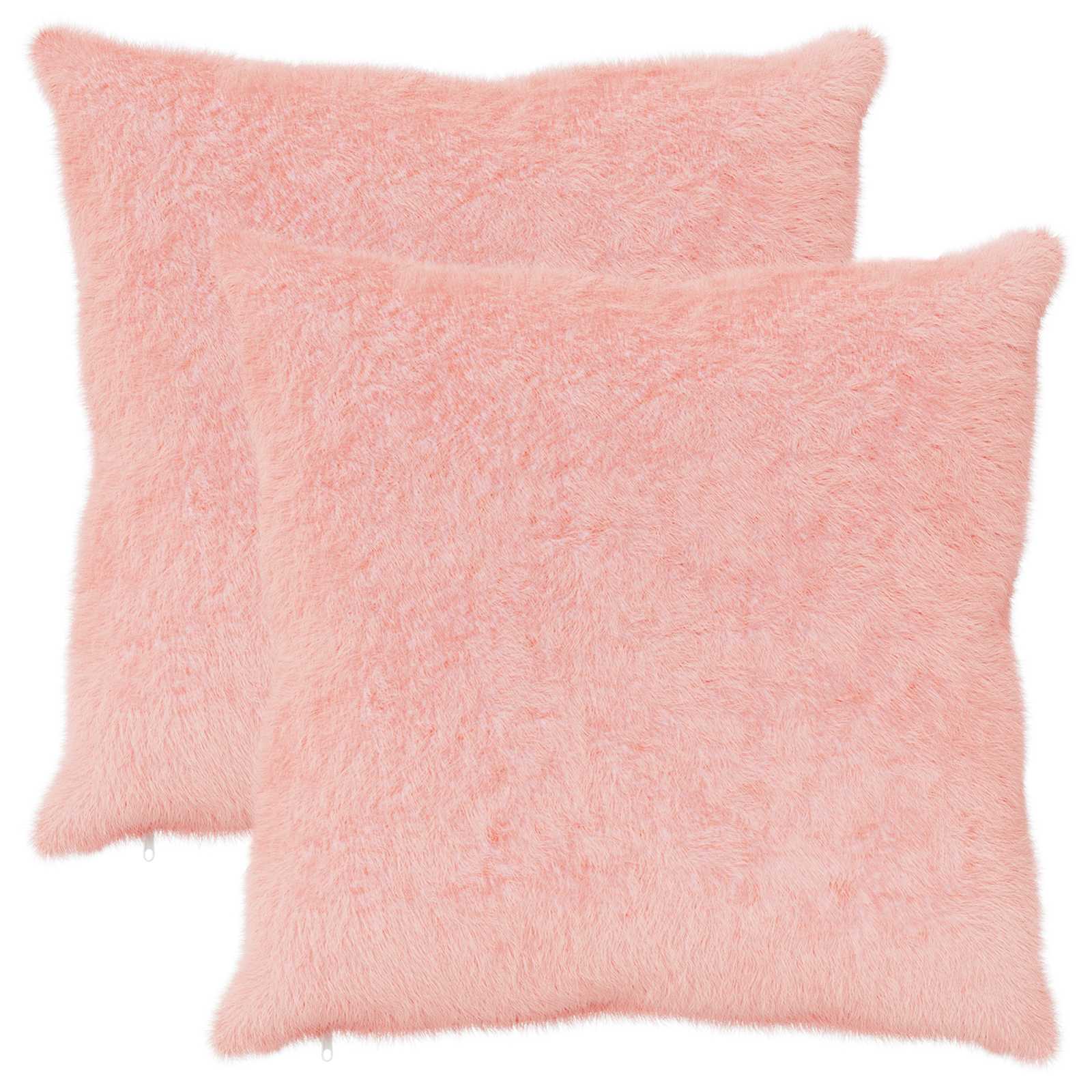 Federa 2 pz HEERLEN Rosa 70 x 70 cm Pelliccia di Coniglio Finta