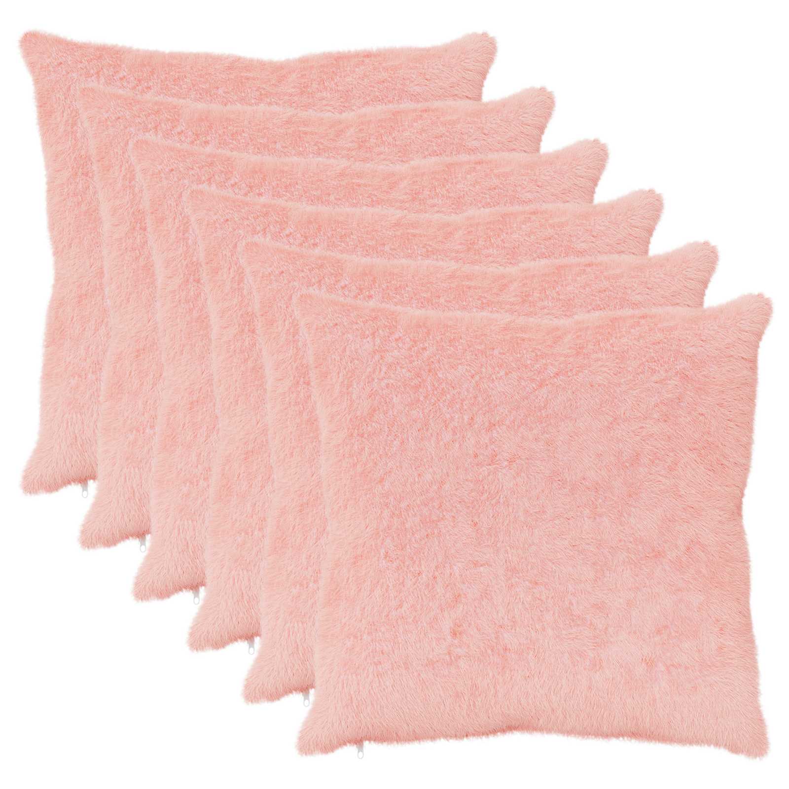 Federa 6 pz HEERLEN Rosa 70 x 70 cm Pelliccia di Coniglio Finta
