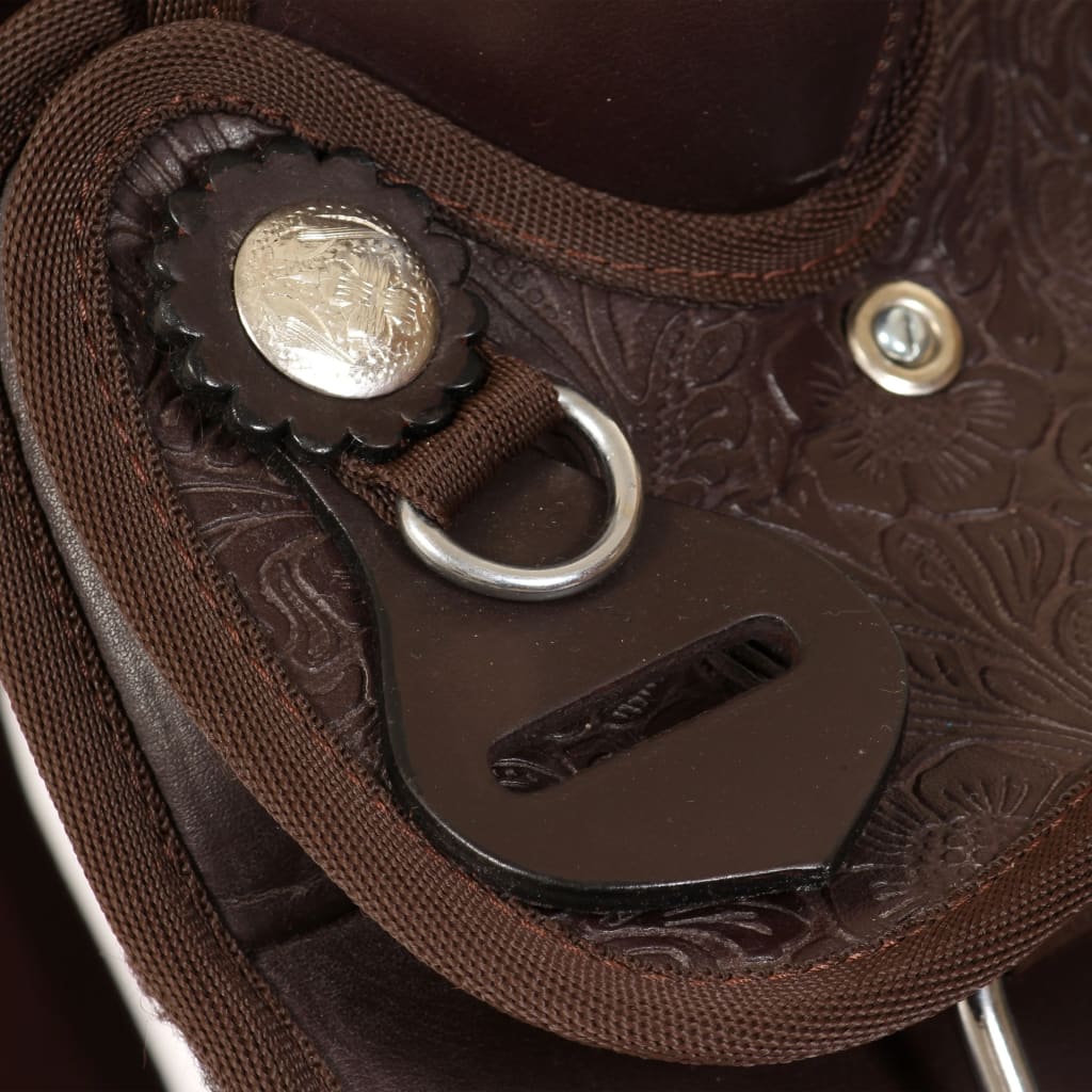 Sella Western Testiera e Pettorale in Vera Pelle 17" Marrone