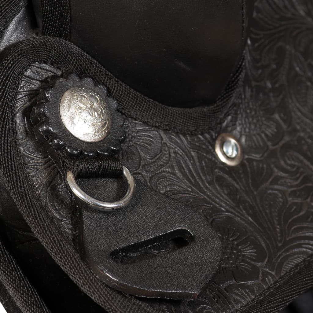 Sella Western Testiera e Pettorale in Vera Pelle 17" Nero